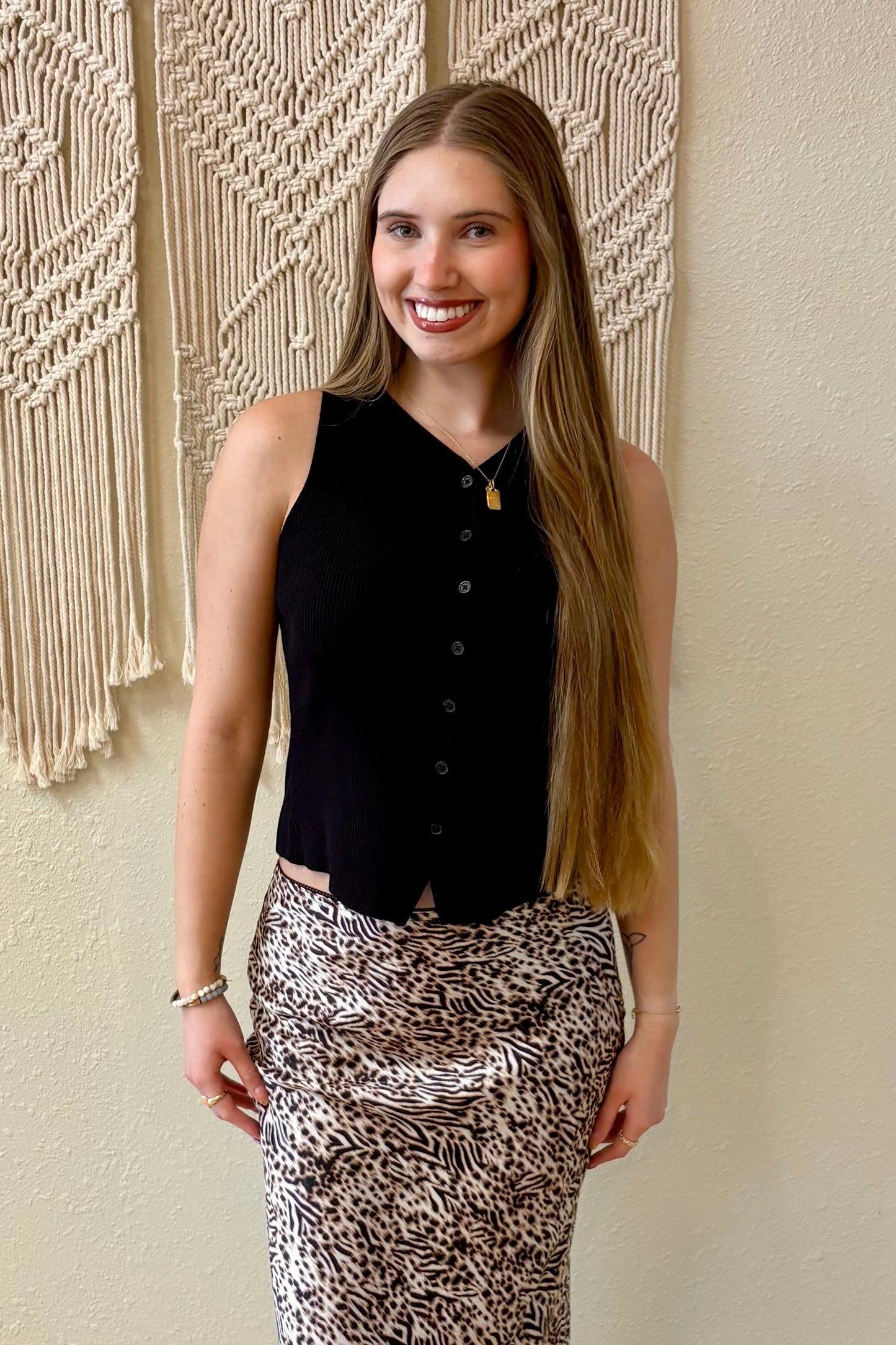 Josie Button Front Knit Sweater Vest
