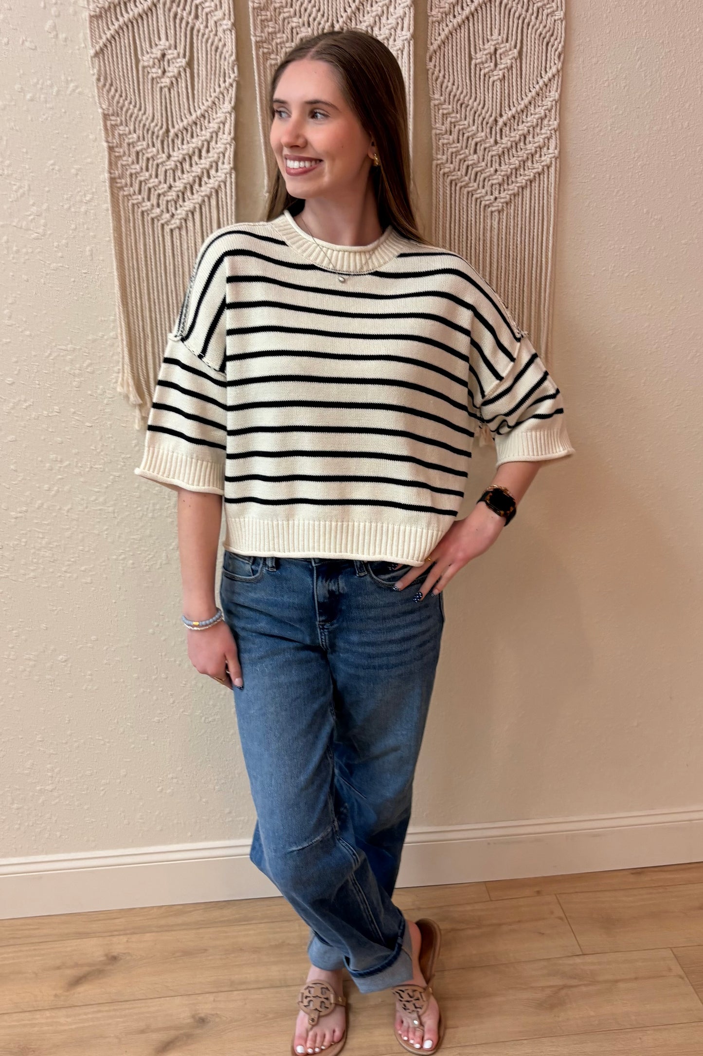 Margo Stripe Drop Shoulder Sweater