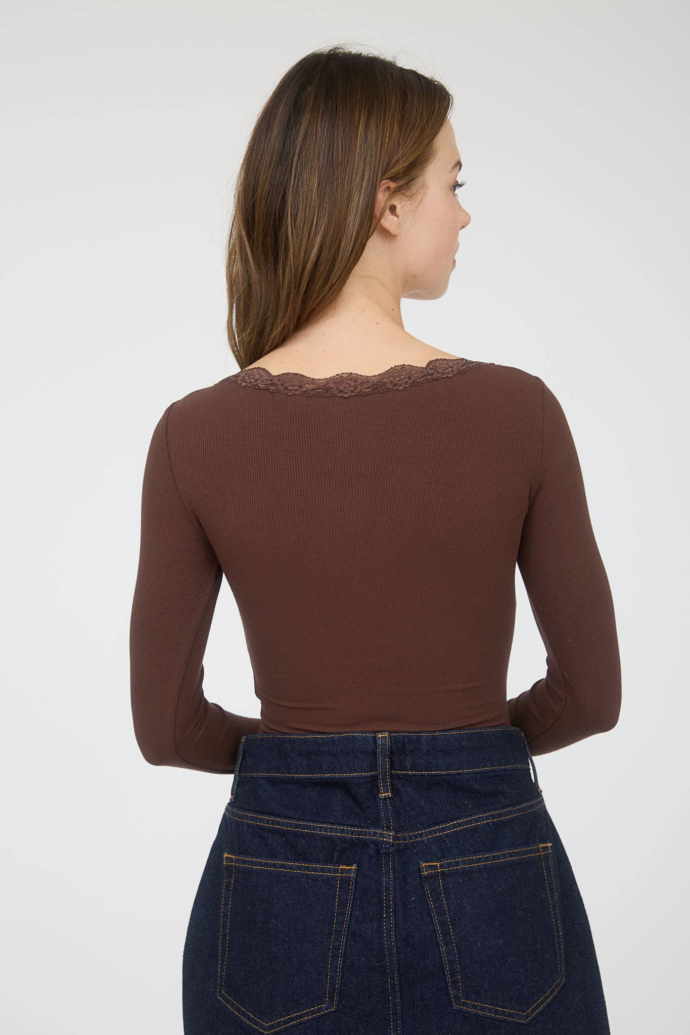 Liliana Lace Trim Henley Top
