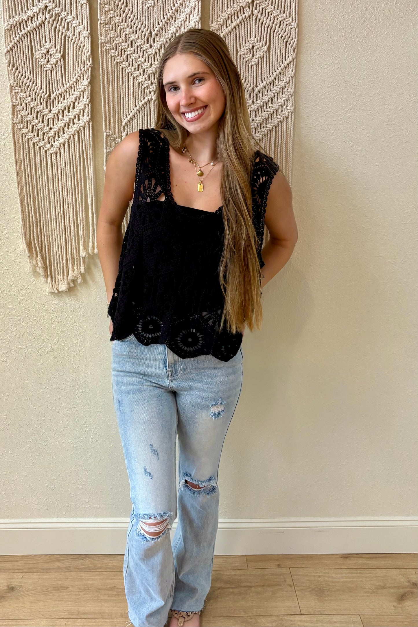 Nora Crochet Sleeveless Top