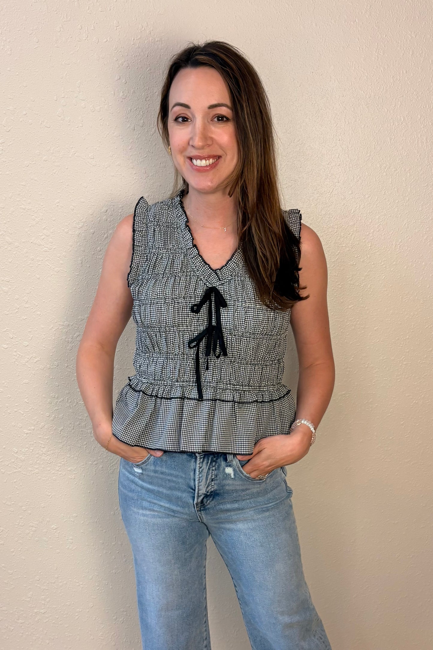 Sydney Gingham Peplum Top