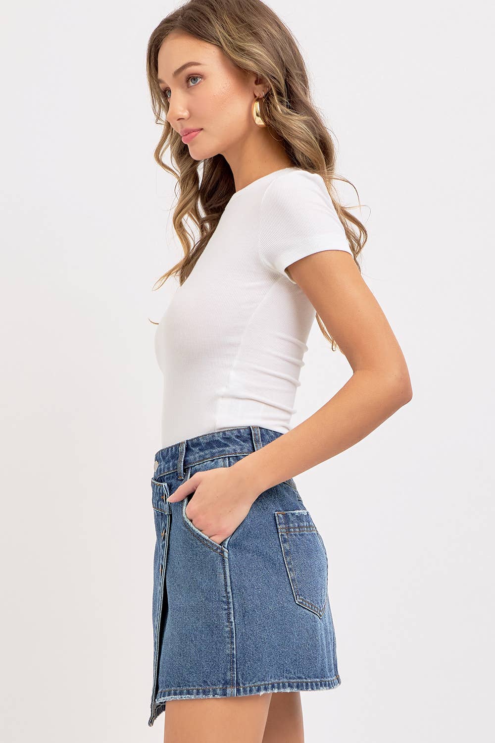 Brittany Crossover Denim Mini Skirt