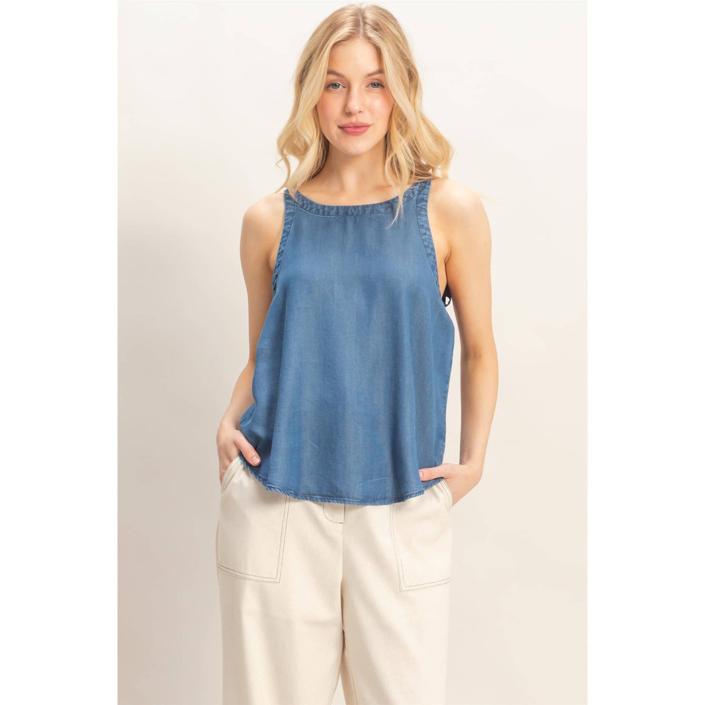 Amelia Mineral Wash Denim Tank