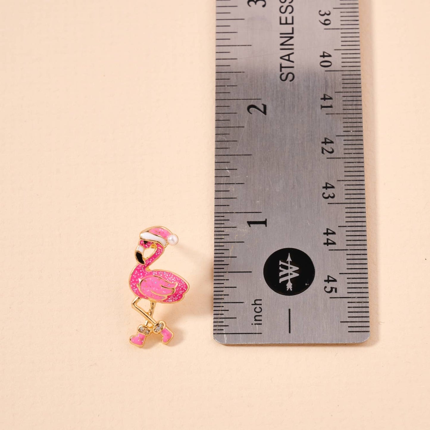 Flamingo Christmas Enamel Stud Earrings
