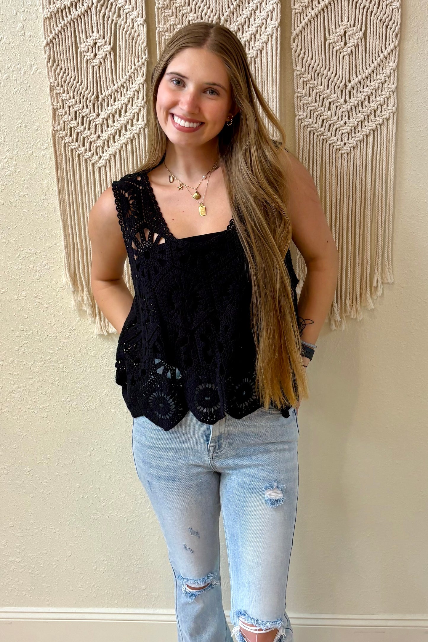 Nora Crochet Sleeveless Top