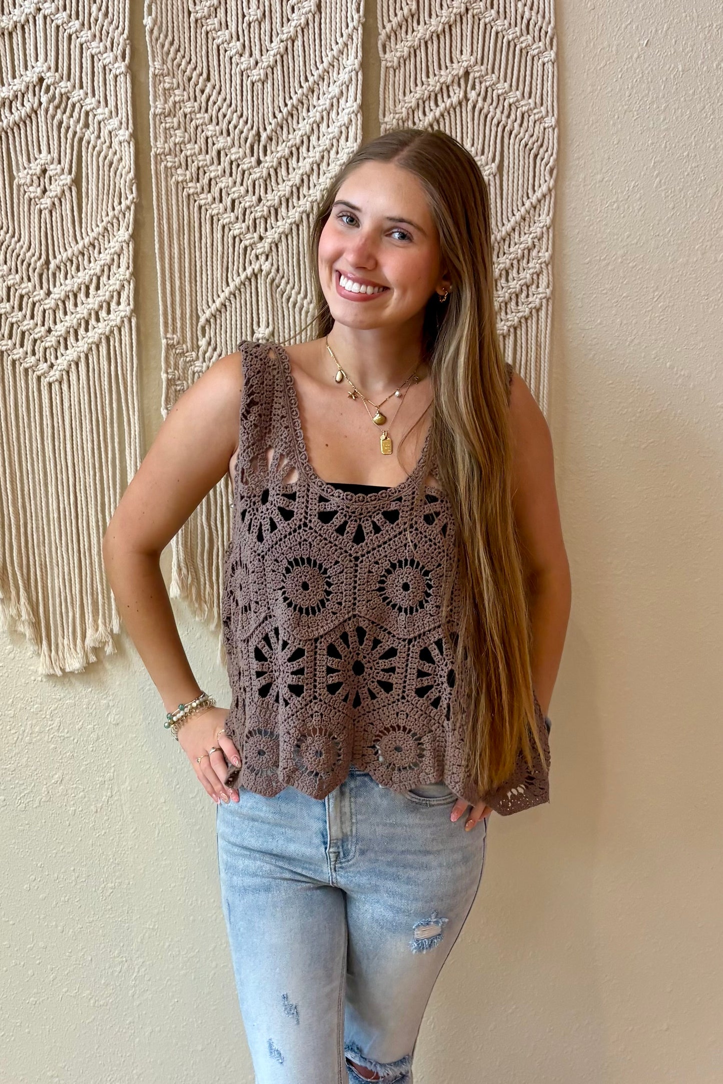 Nora Crochet Sleeveless Top