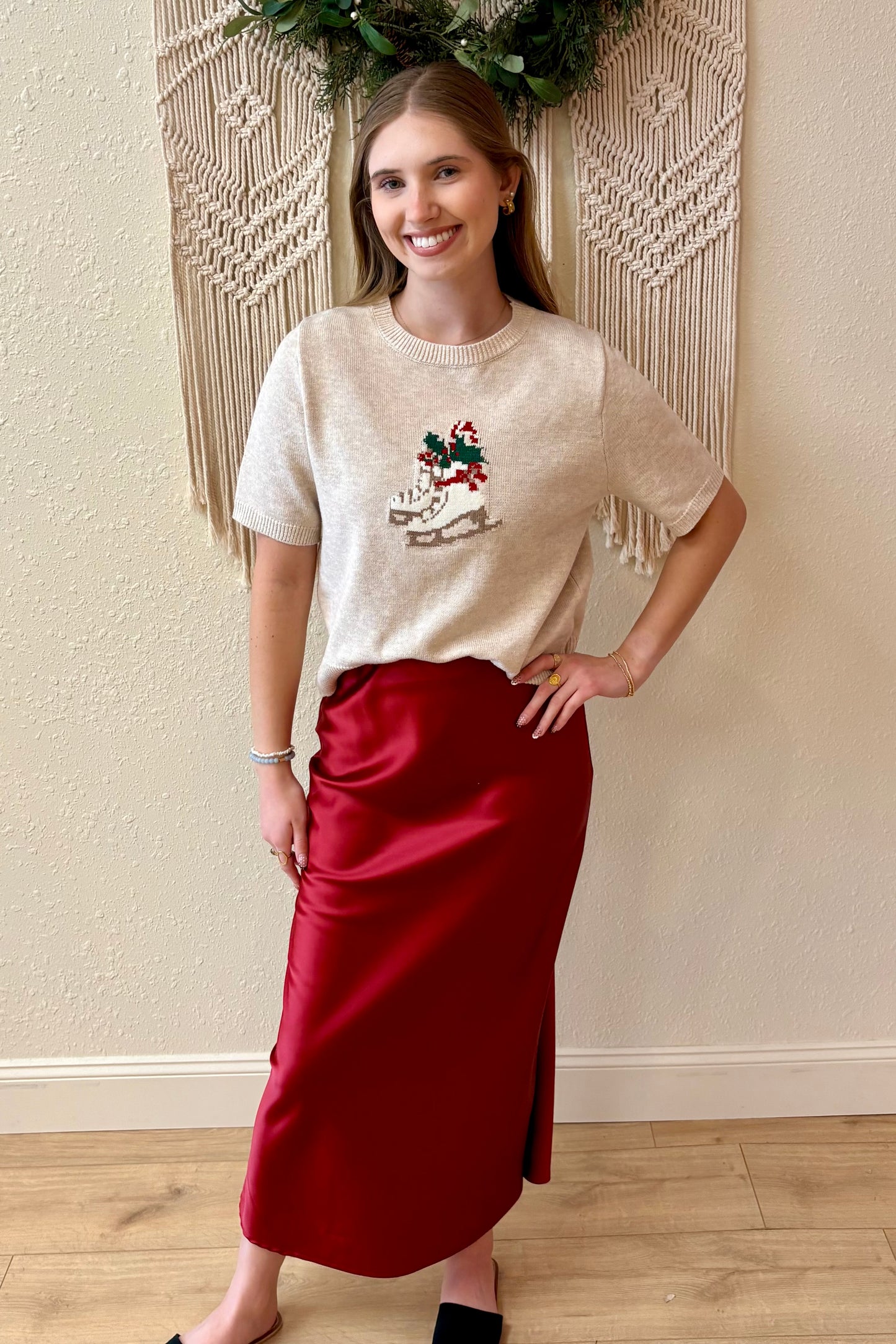 Maddie Ice Skate Short Sleeve Sweater