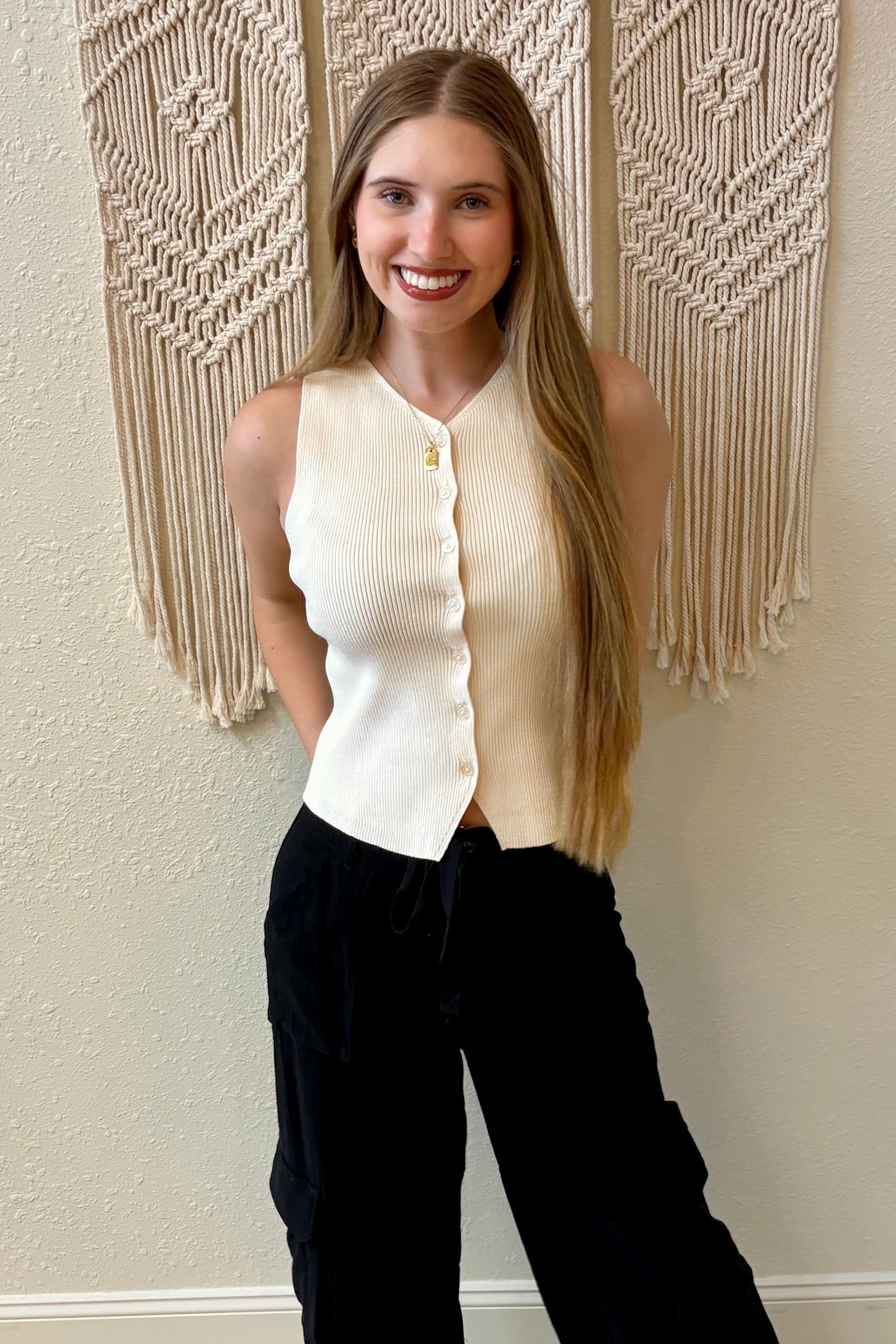 Josie Button Front Knit Sweater Vest