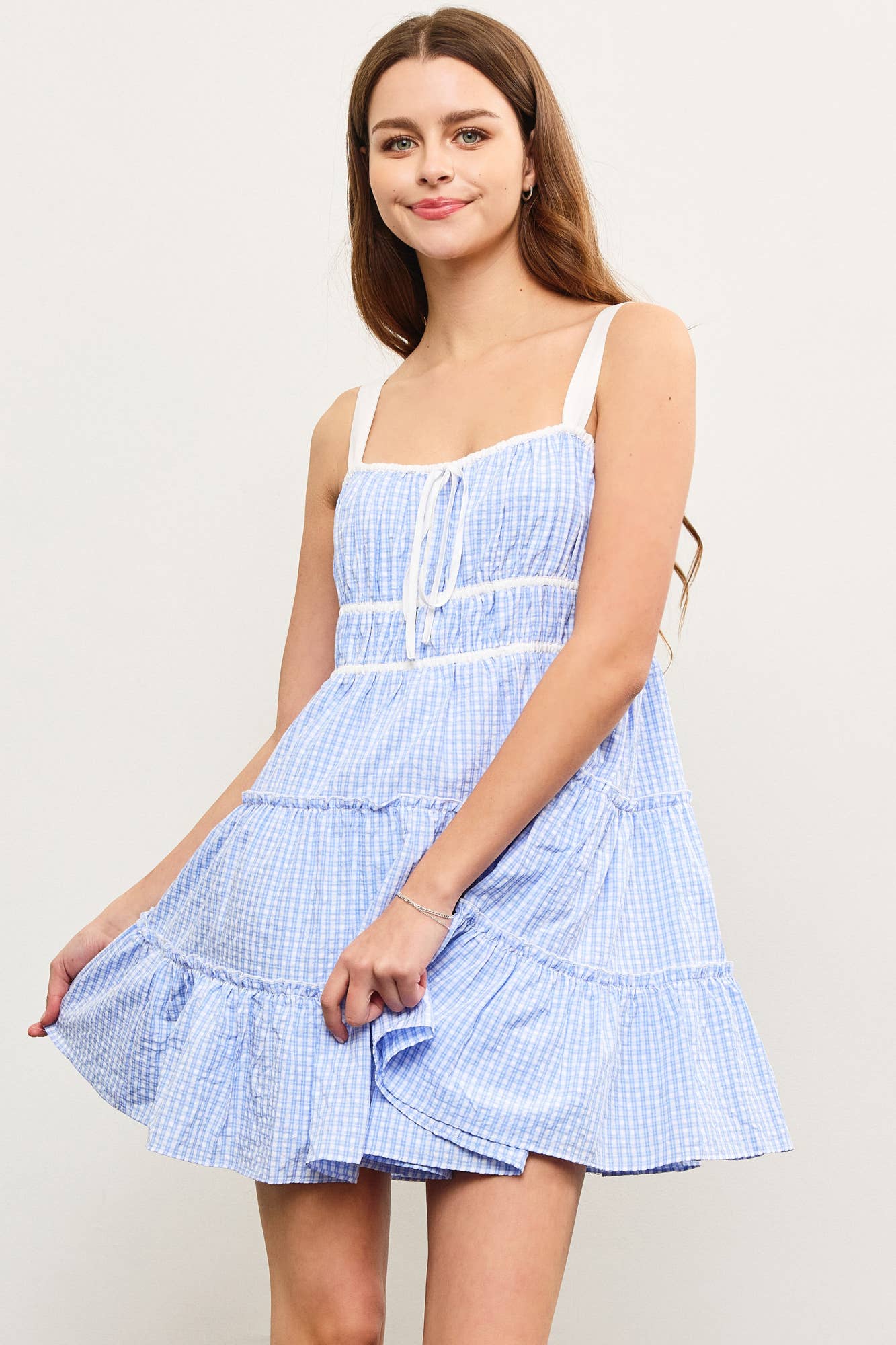 Quinn Tiered Plaid Mini Dress