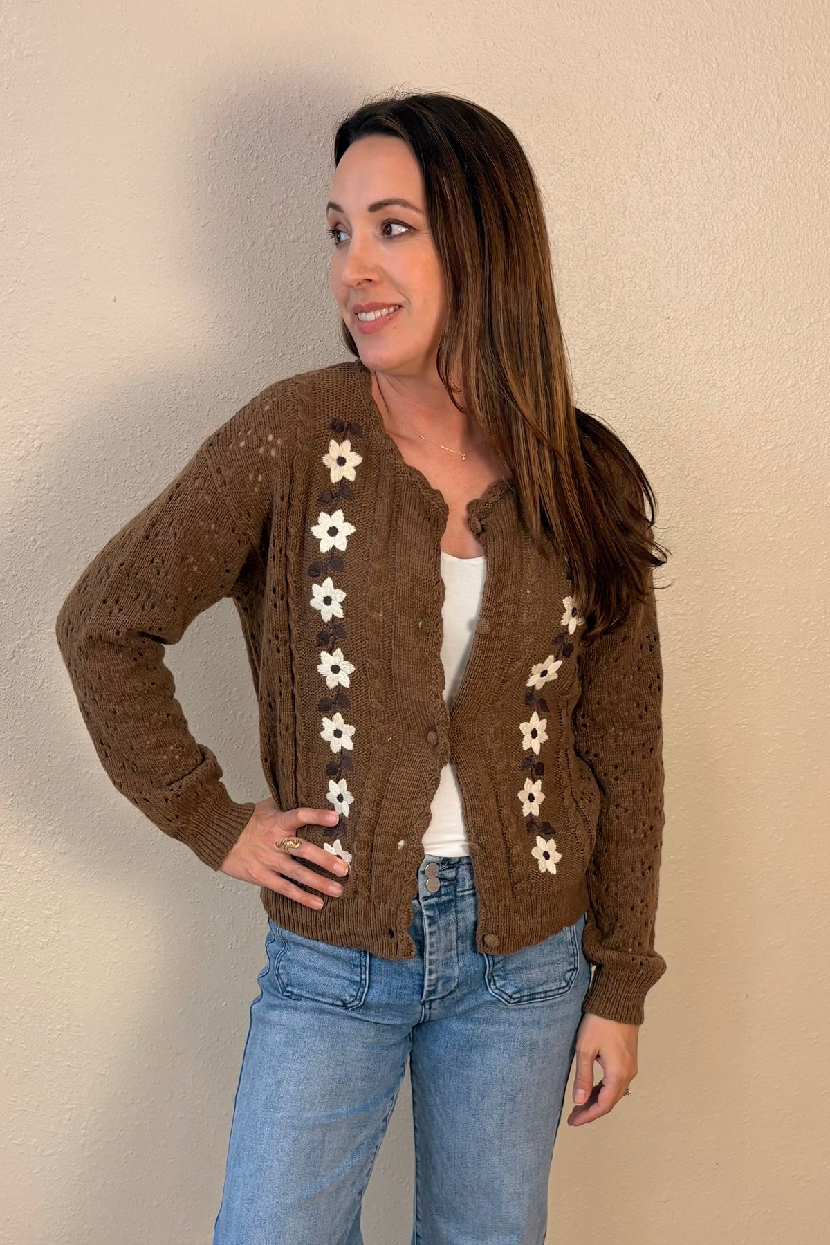 Brooke Floral Embroidered Cardigan Sweater