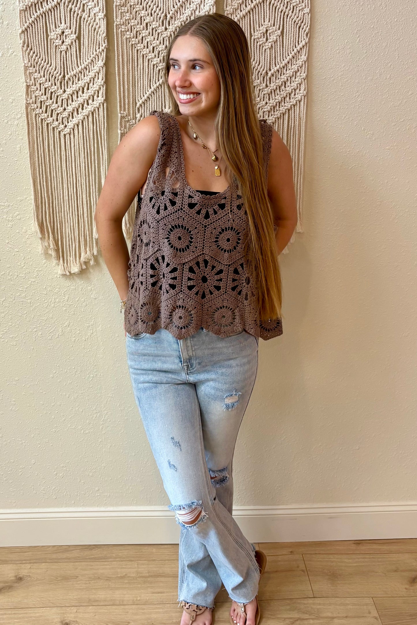 Nora Crochet Sleeveless Top