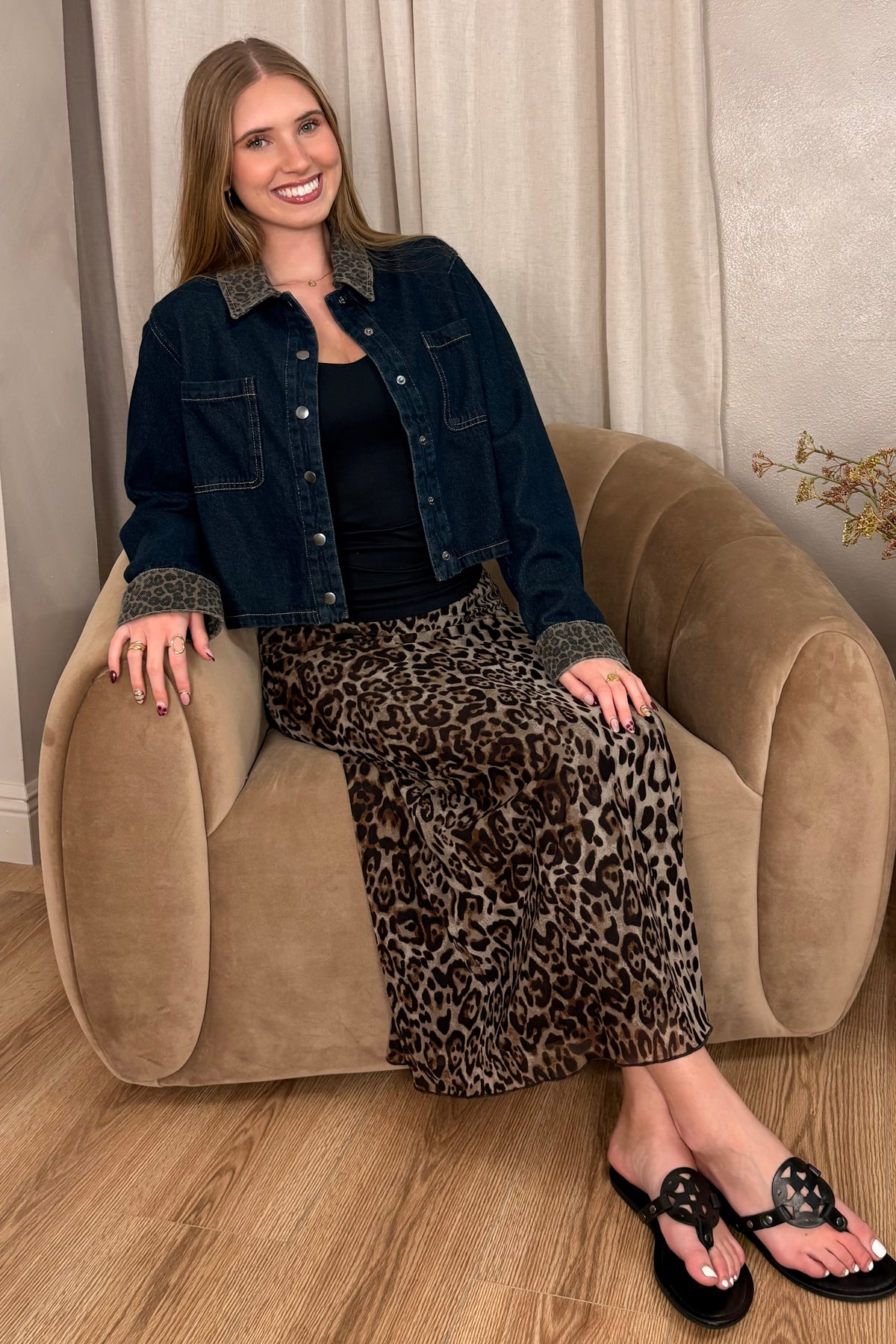 Blair Mesh Leopard Midi Skirt