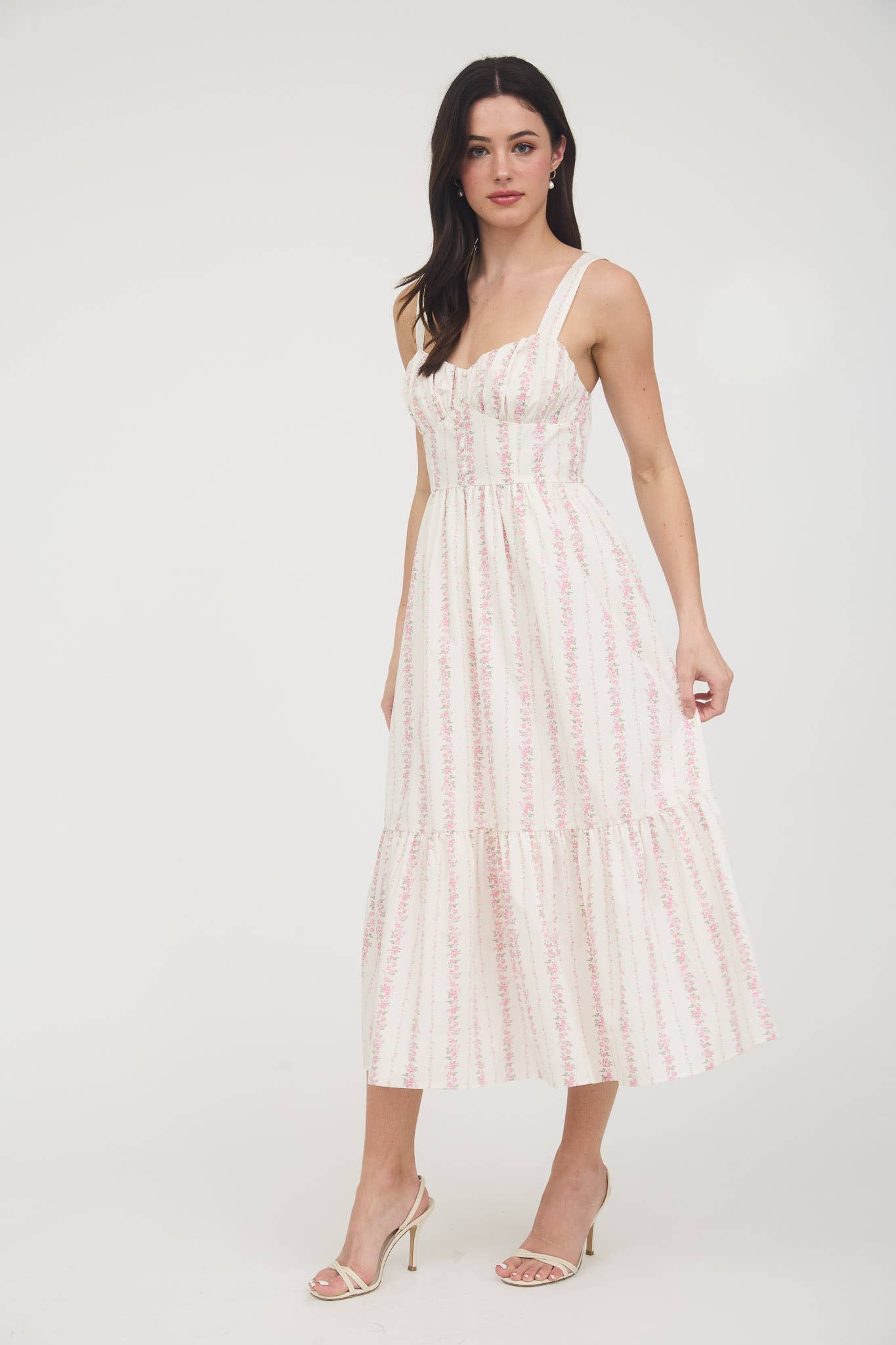 Leilani Floral Stripe Tiered Maxi Dress