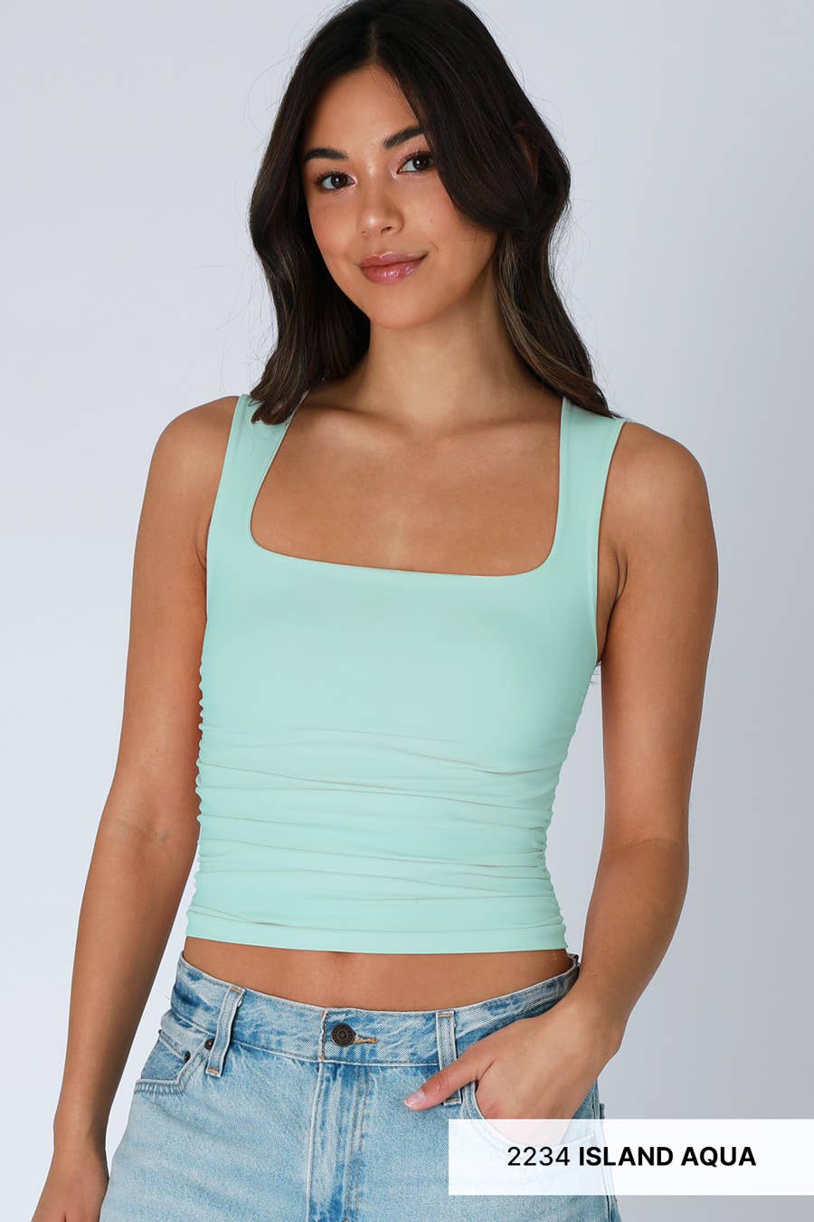 Clean Line Square Shirred Tank Top