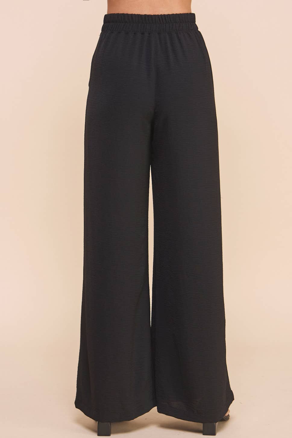 Melissa Front Pleat Flowy Black Pants