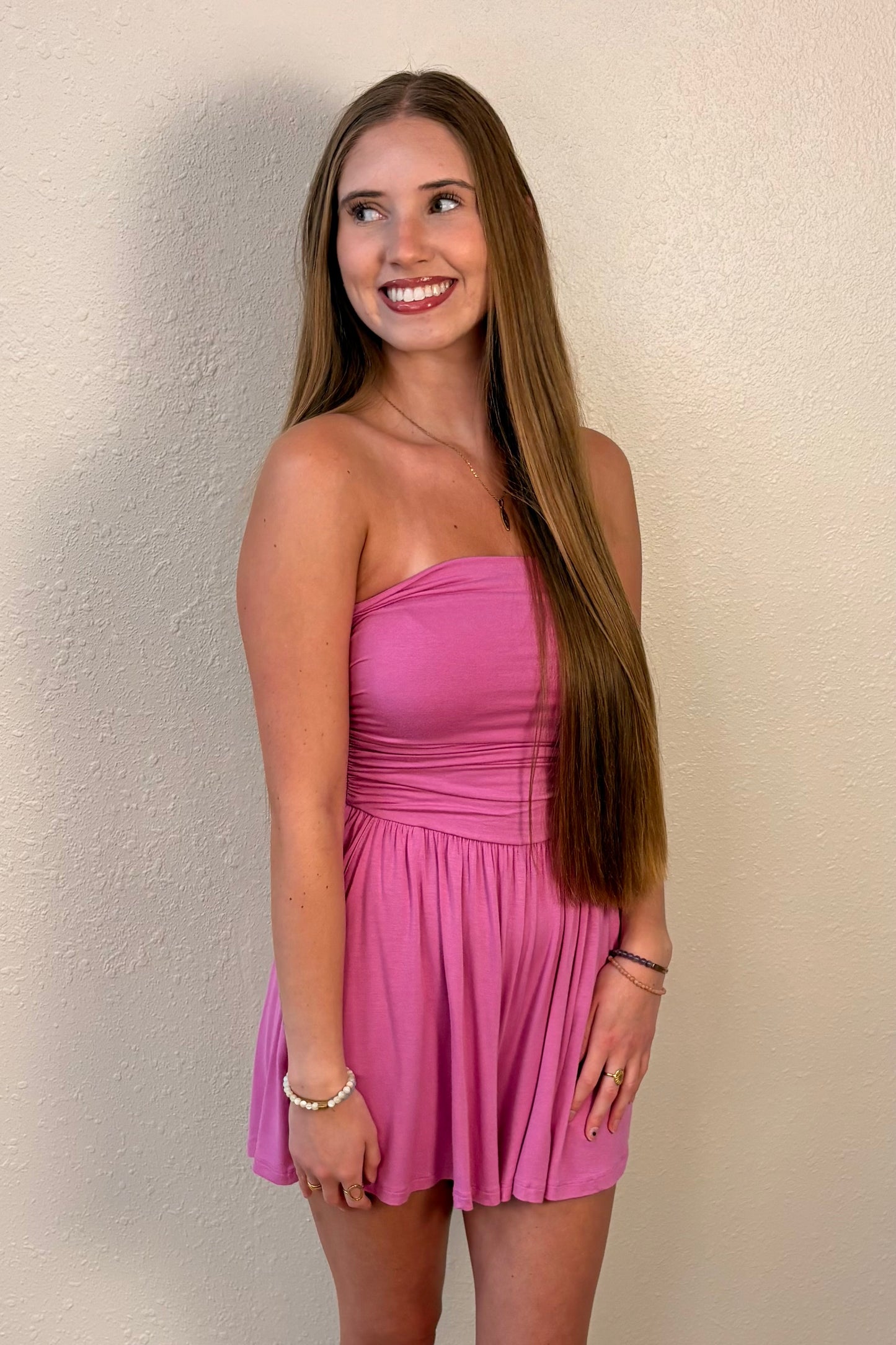 Serenity Orchid Pink Strapless Romper
