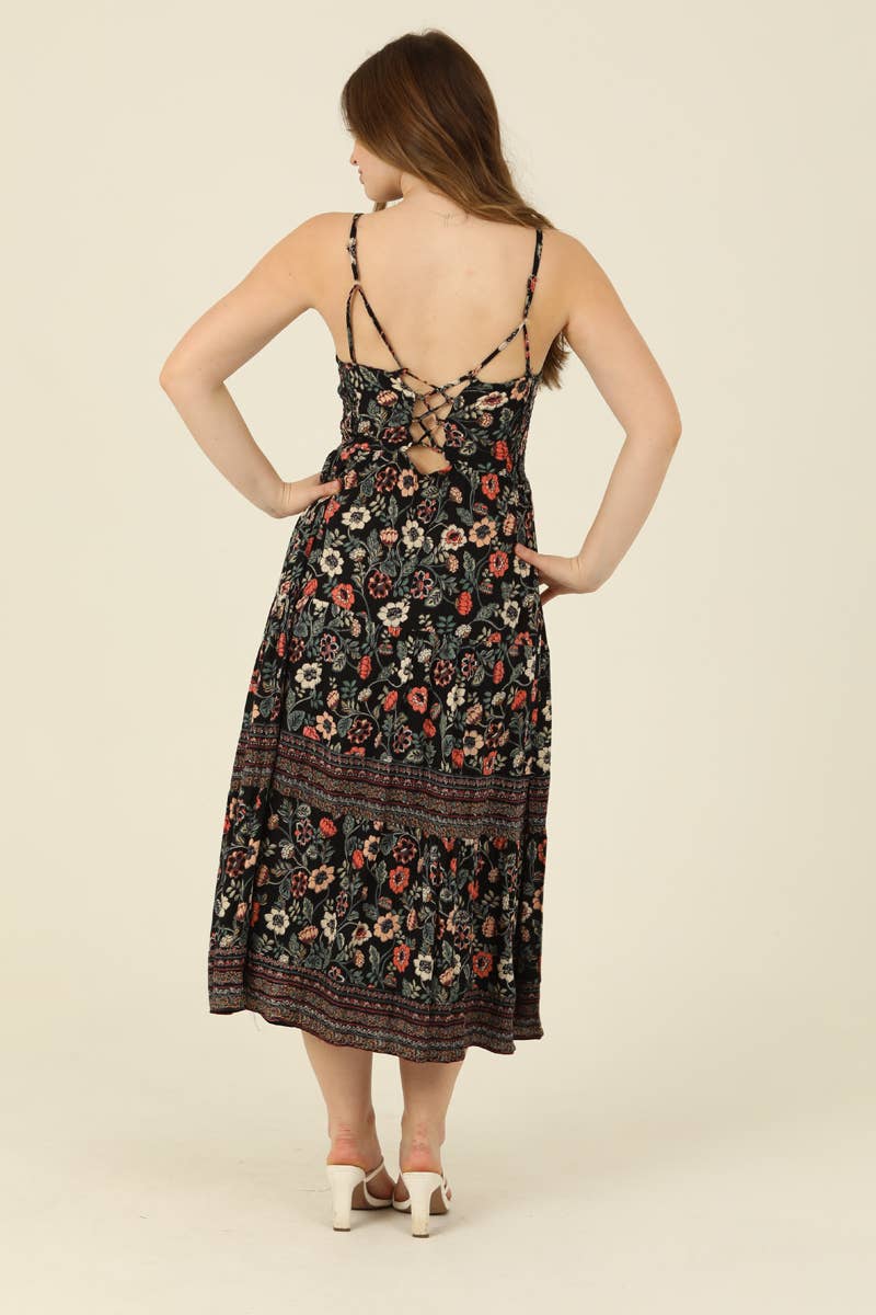 Mia Floral Open Back Maxi Dress