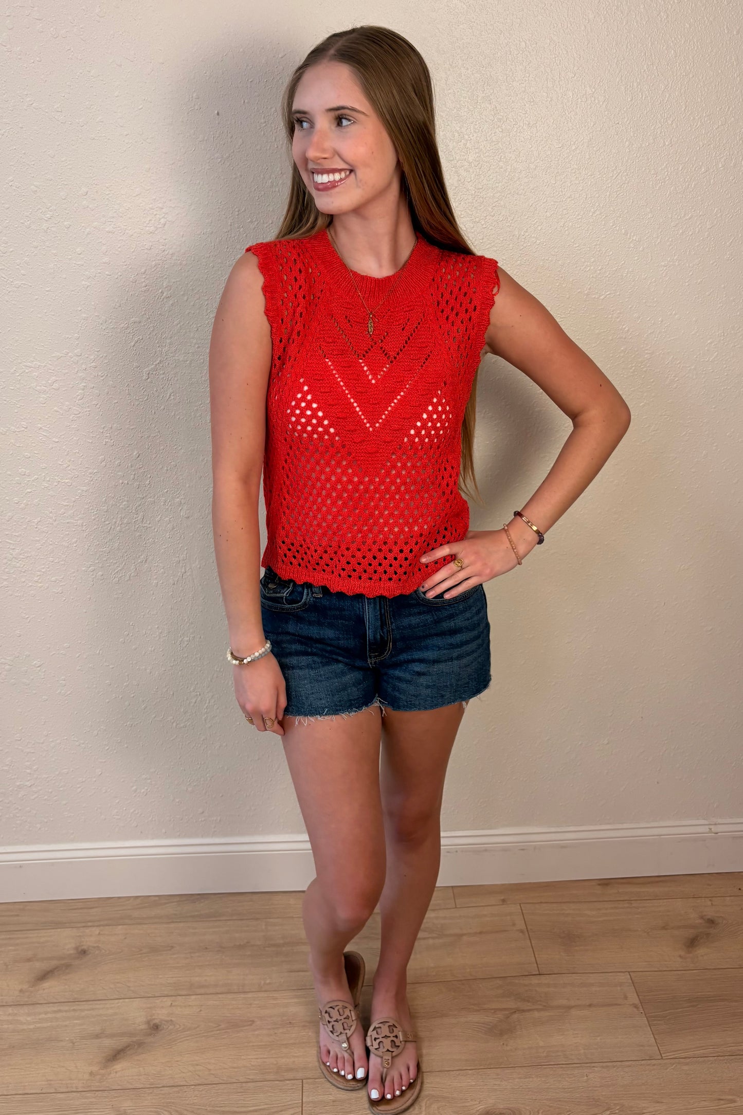 Simone Crochet Knit Sleeveless Top