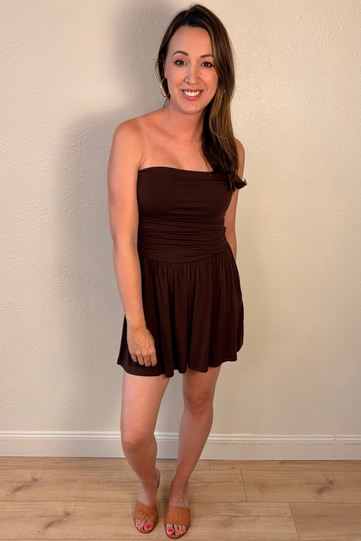 Serenity Chocolate Brown Strapless Romper