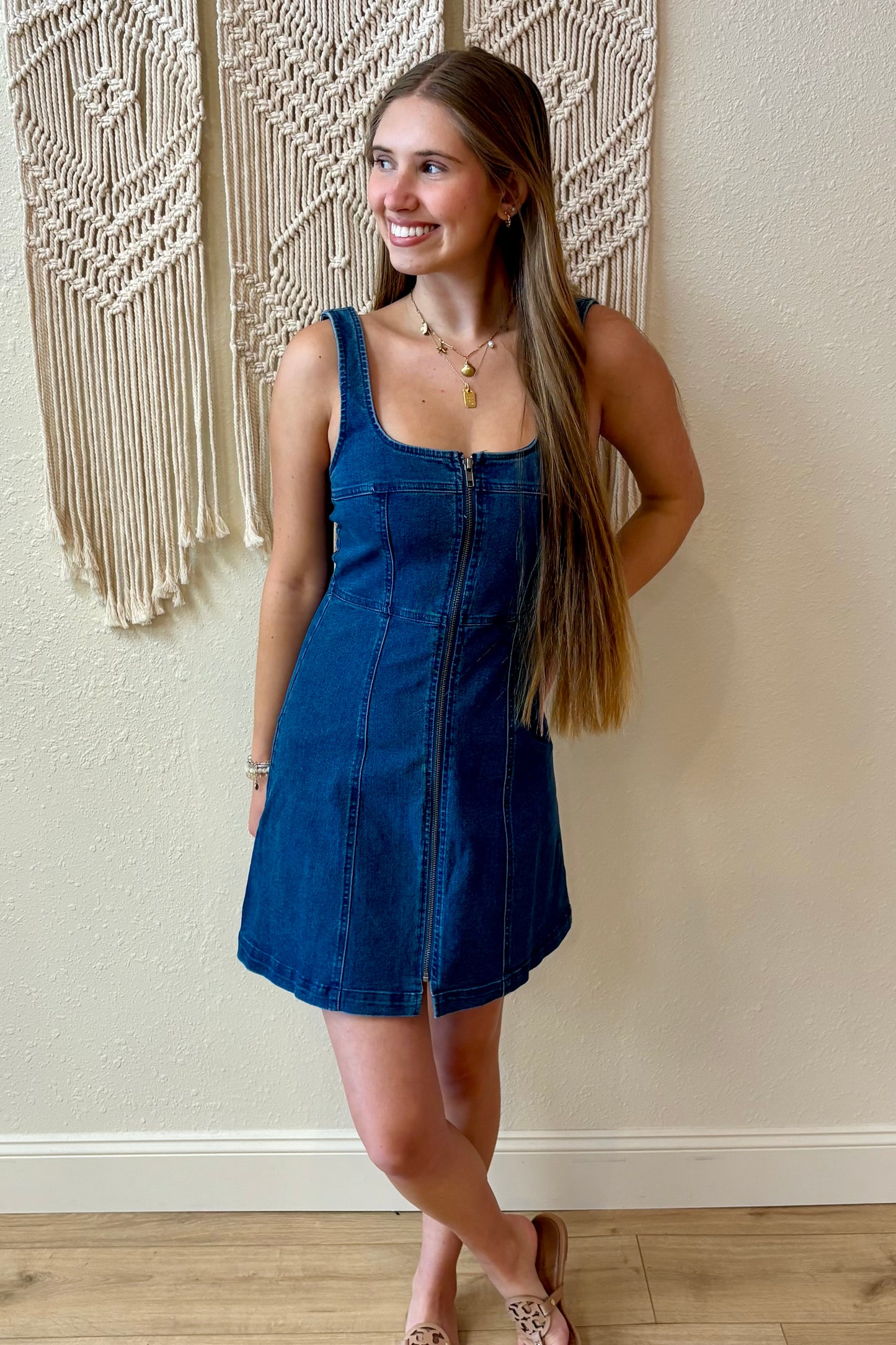 Chelsea Denim Zip Front Dress