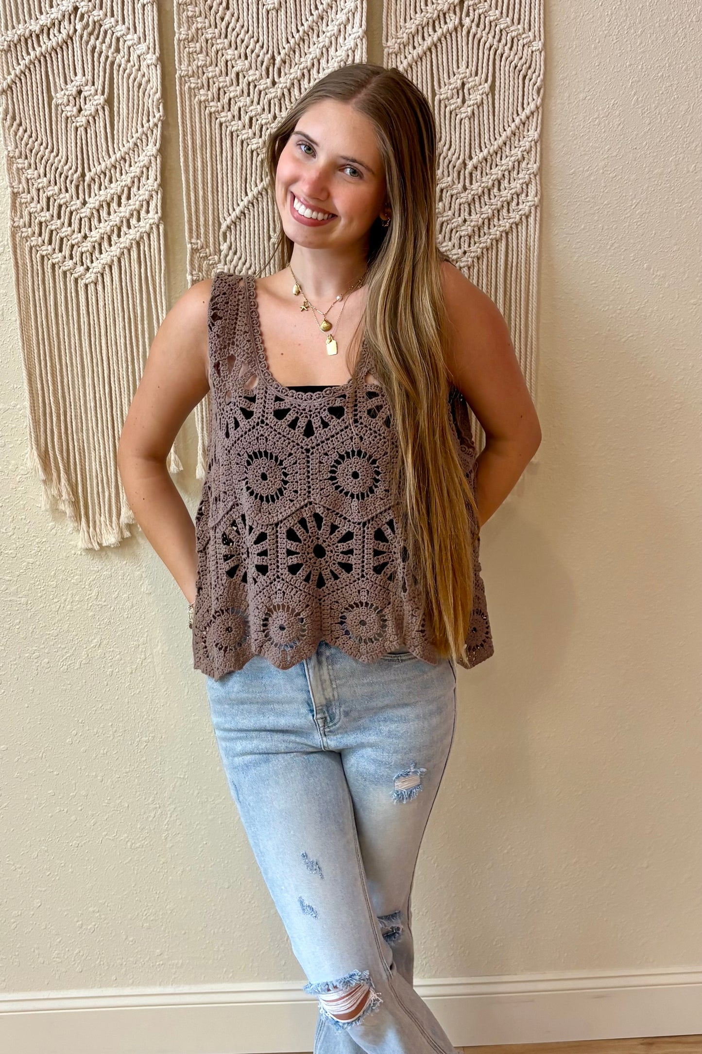 Nora Crochet Sleeveless Top