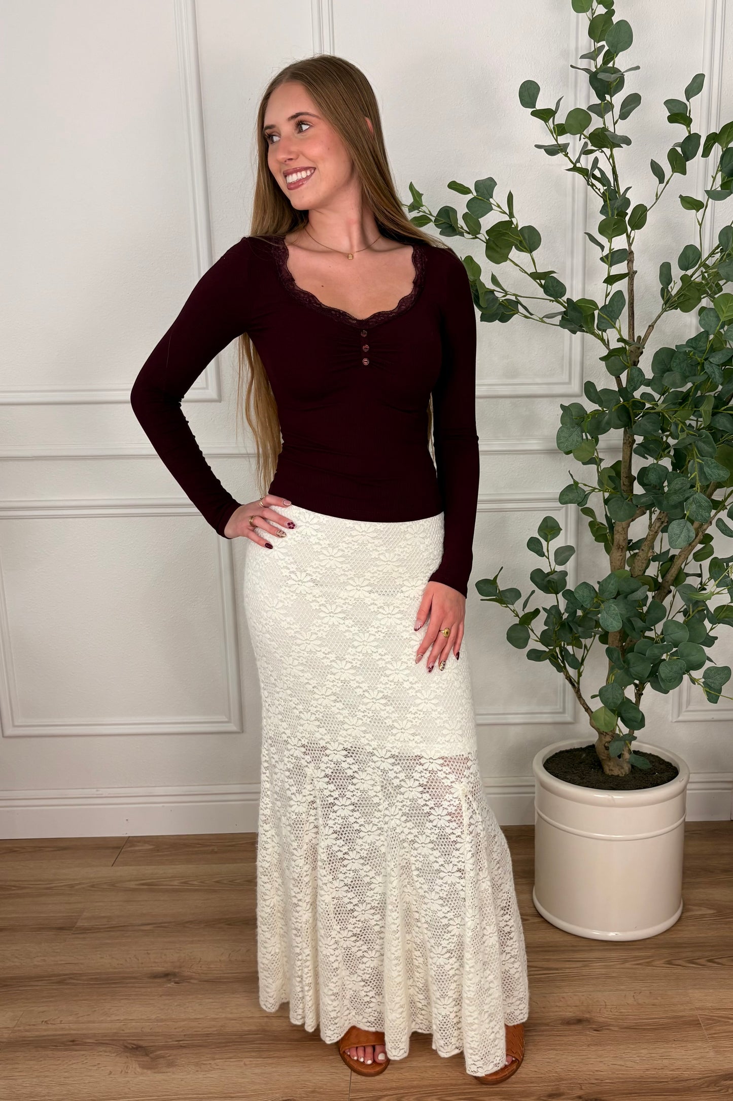 Sienna Ivory Lace Maxi Skirt