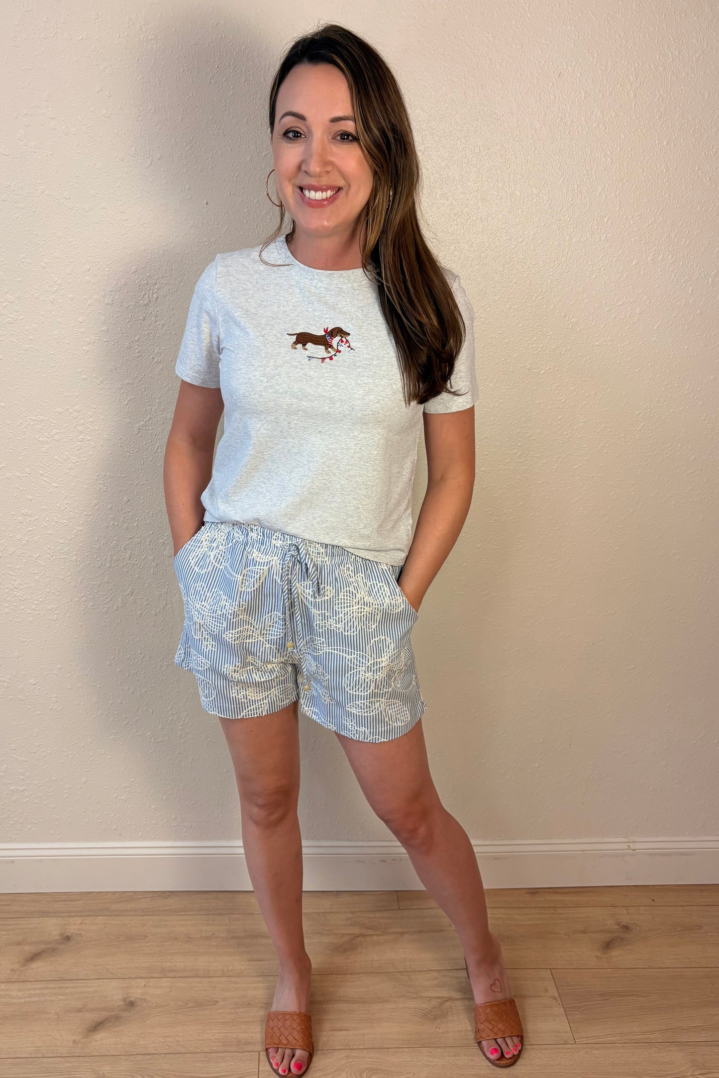 Olivia Embroidered Striped Shorts