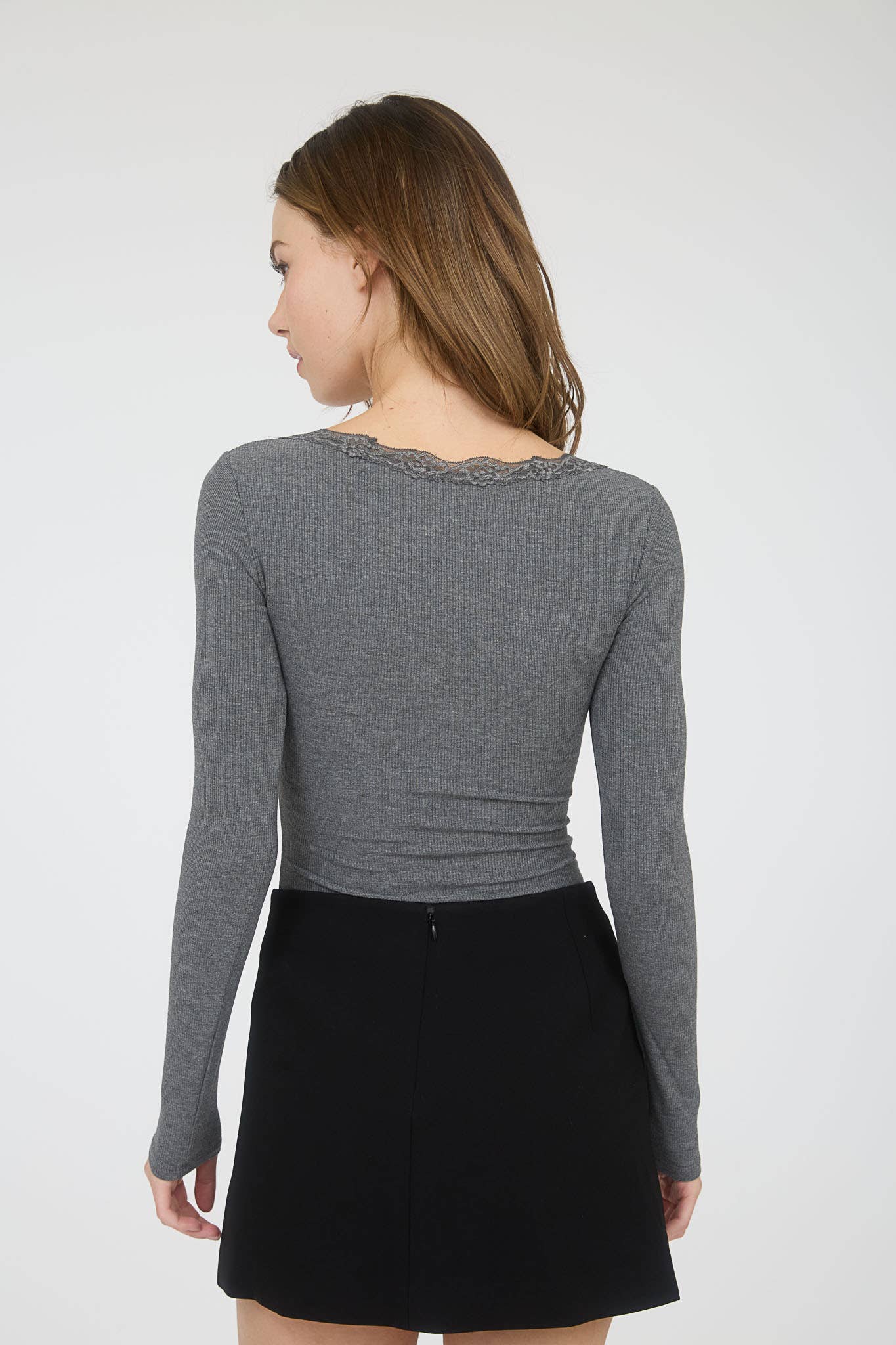 Liliana Lace Trim Henley Top