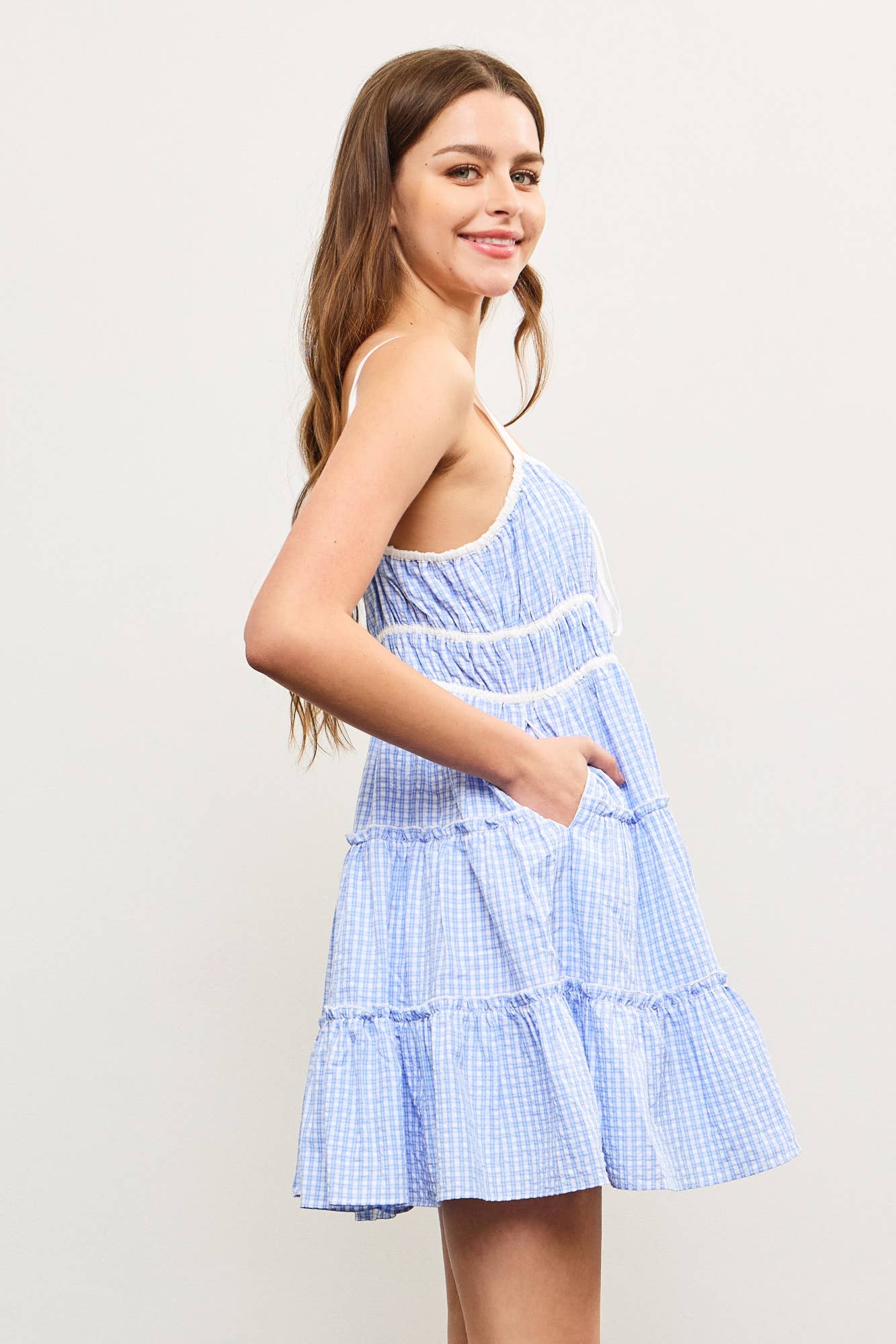 Quinn Tiered Plaid Mini Dress