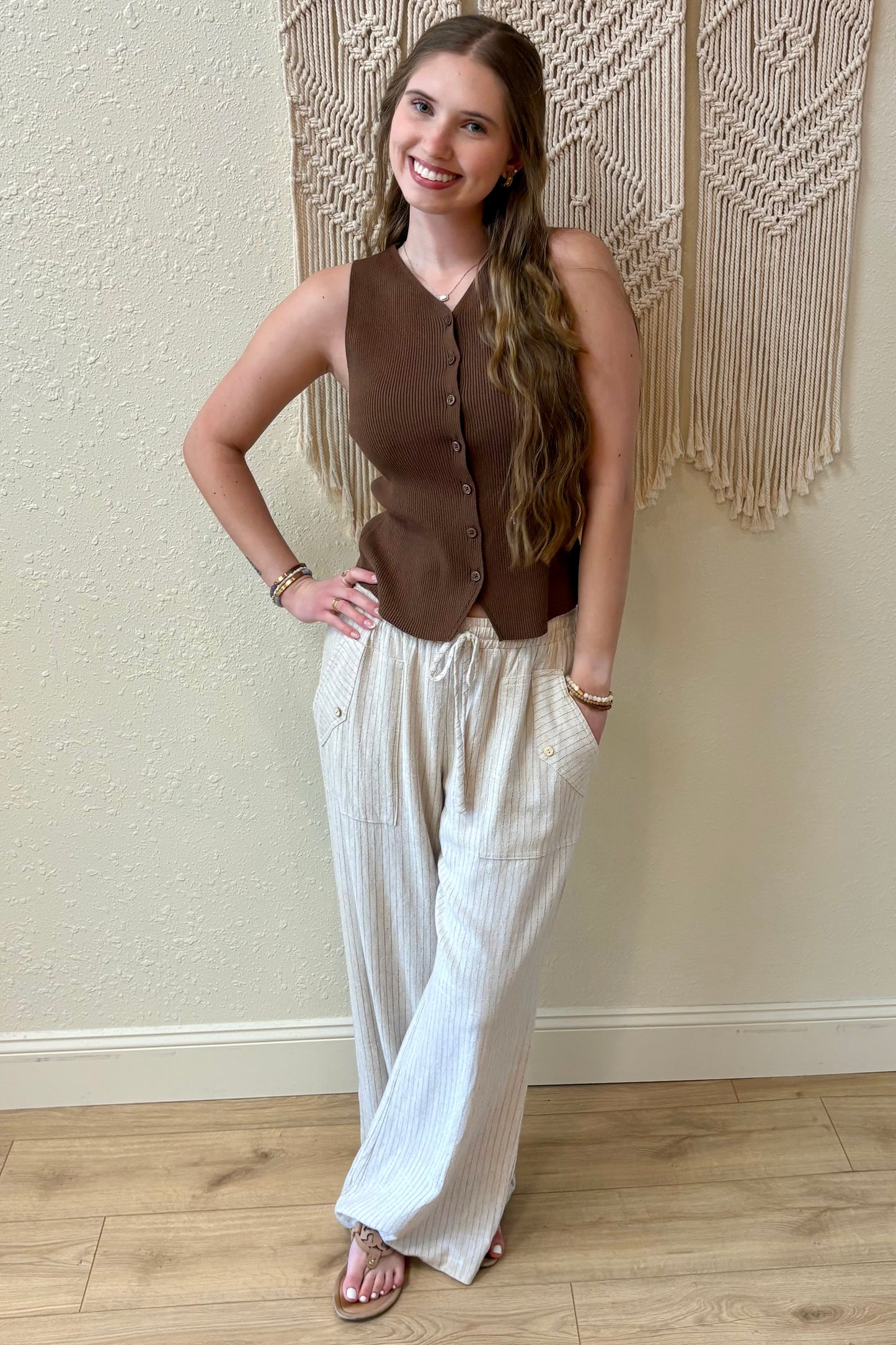 Maggie Pinstripe Wide Leg Pants