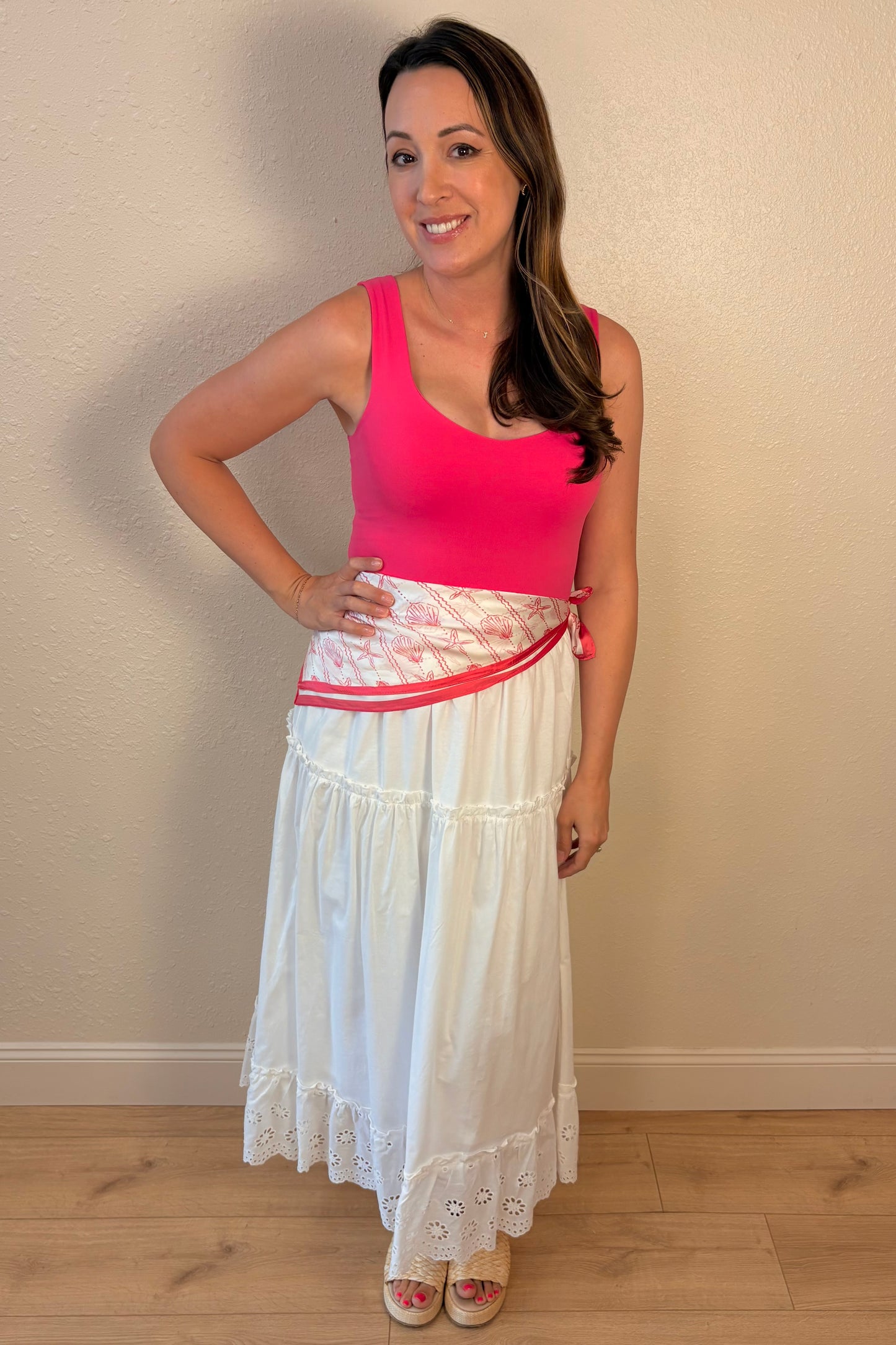Haven Eyelet Hem White Maxi Skirt