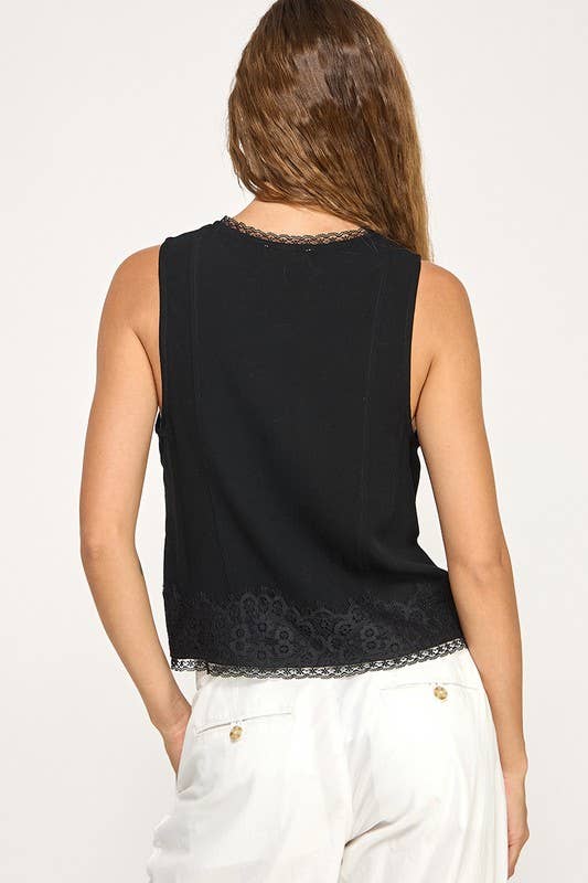 Selene Lace Trim Tie Front Vest