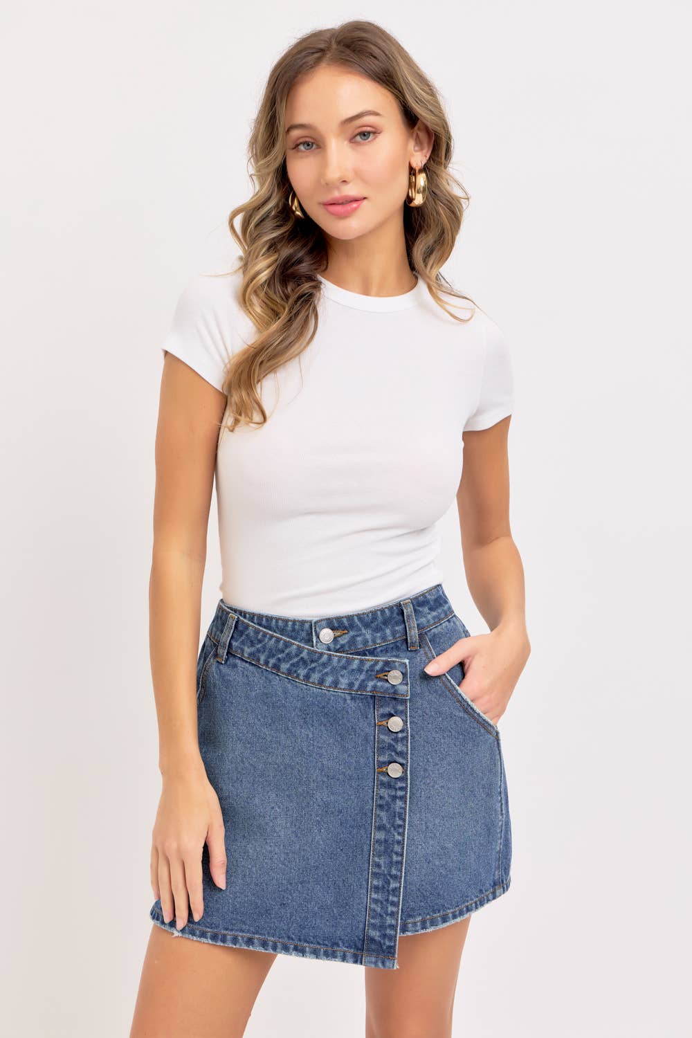 Brittany Crossover Denim Mini Skirt