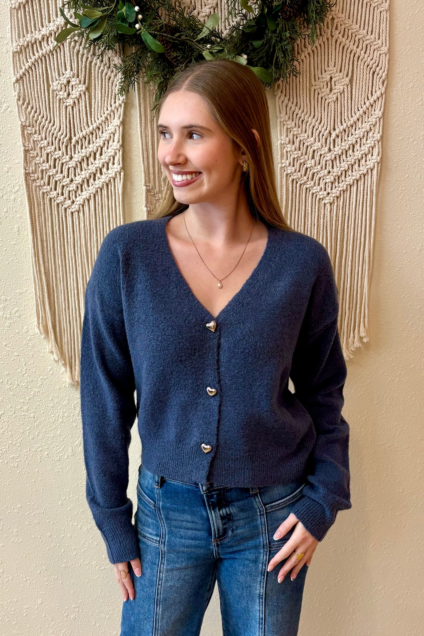 Keira Heart Button Sweater