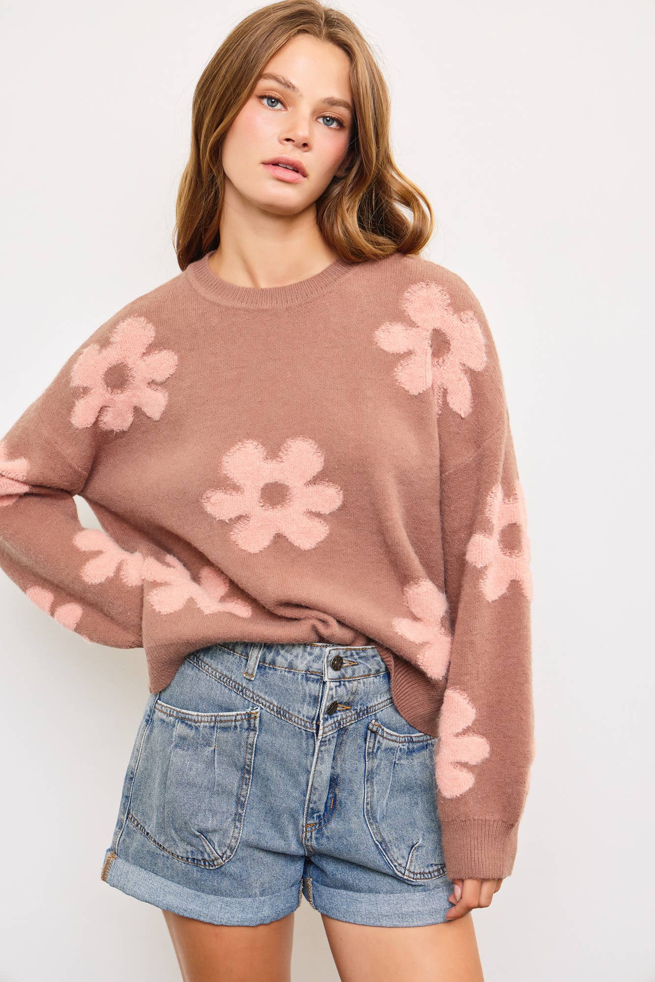 Daisy Floral Cozy Knit Sweater