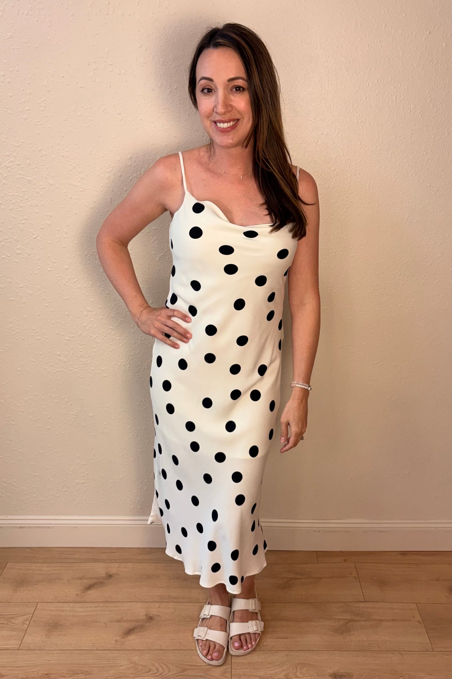 Harlow Polka Dot Cowl Neck Dress