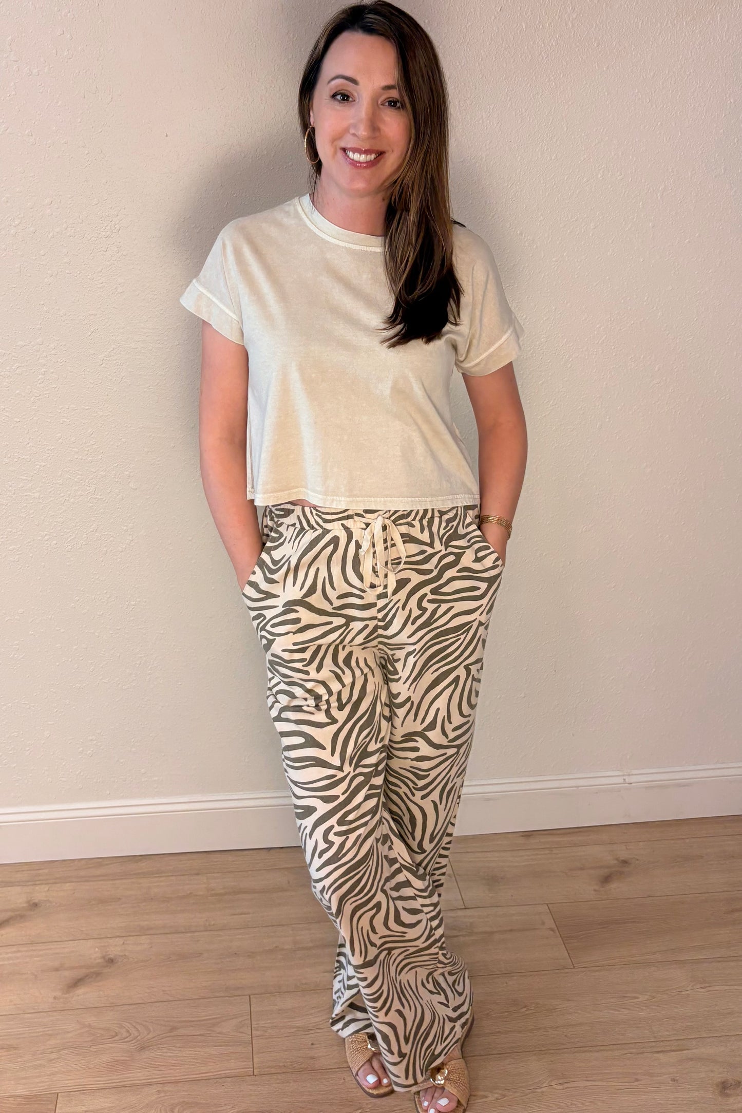 Aria Zebra Print Wide Leg Pants