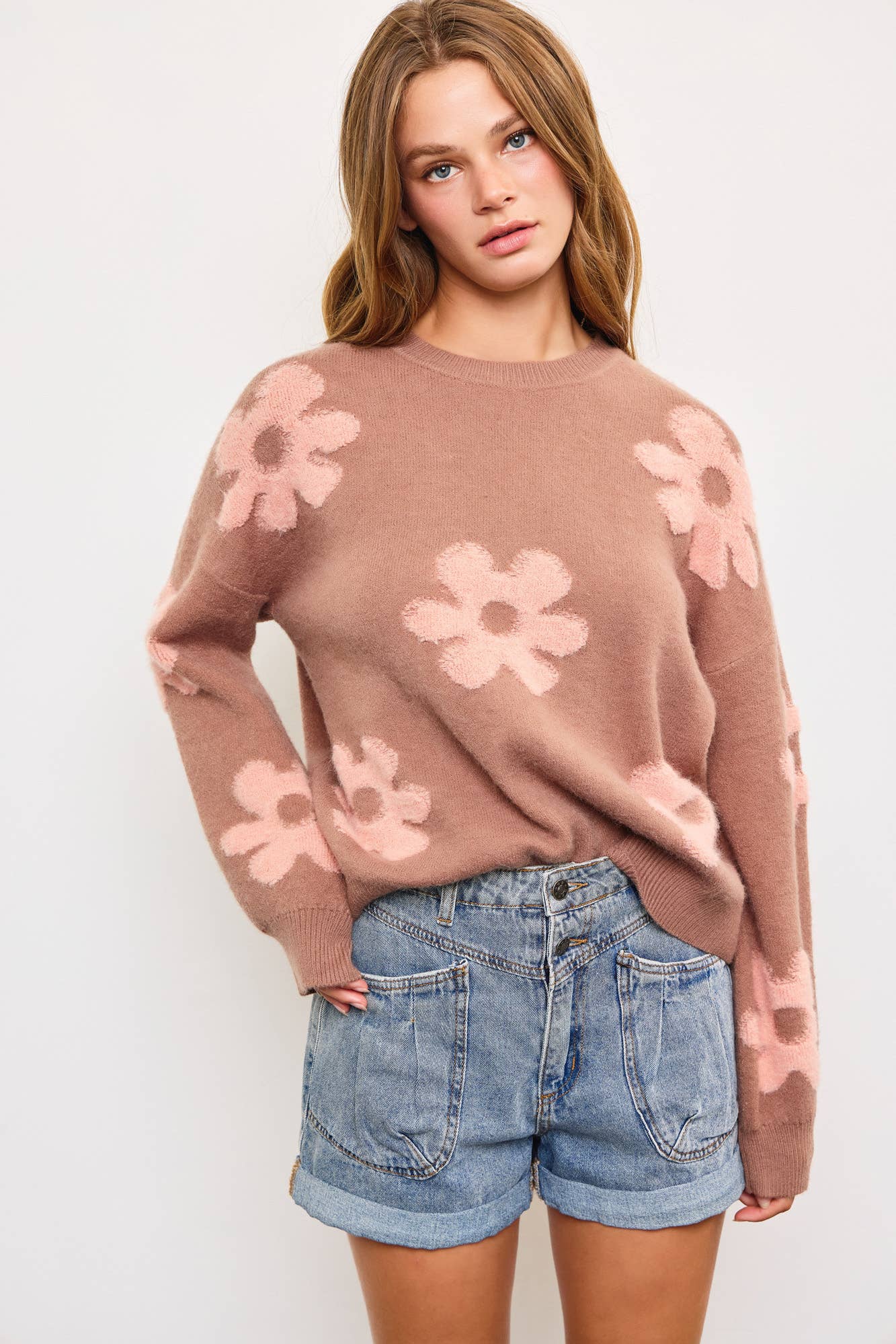 Daisy Floral Cozy Knit Sweater