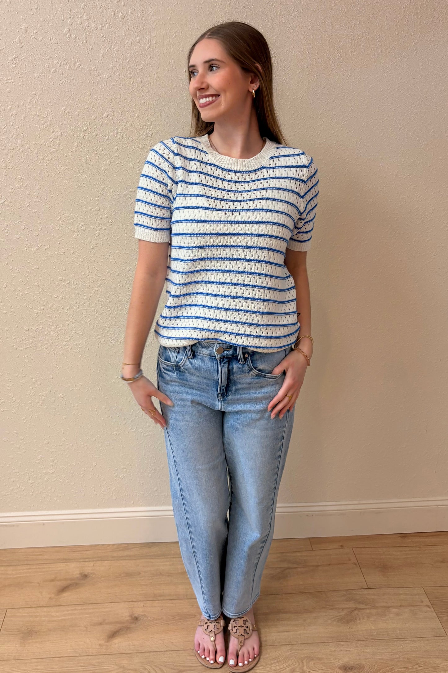Ivy Blue Stripe Knit Top