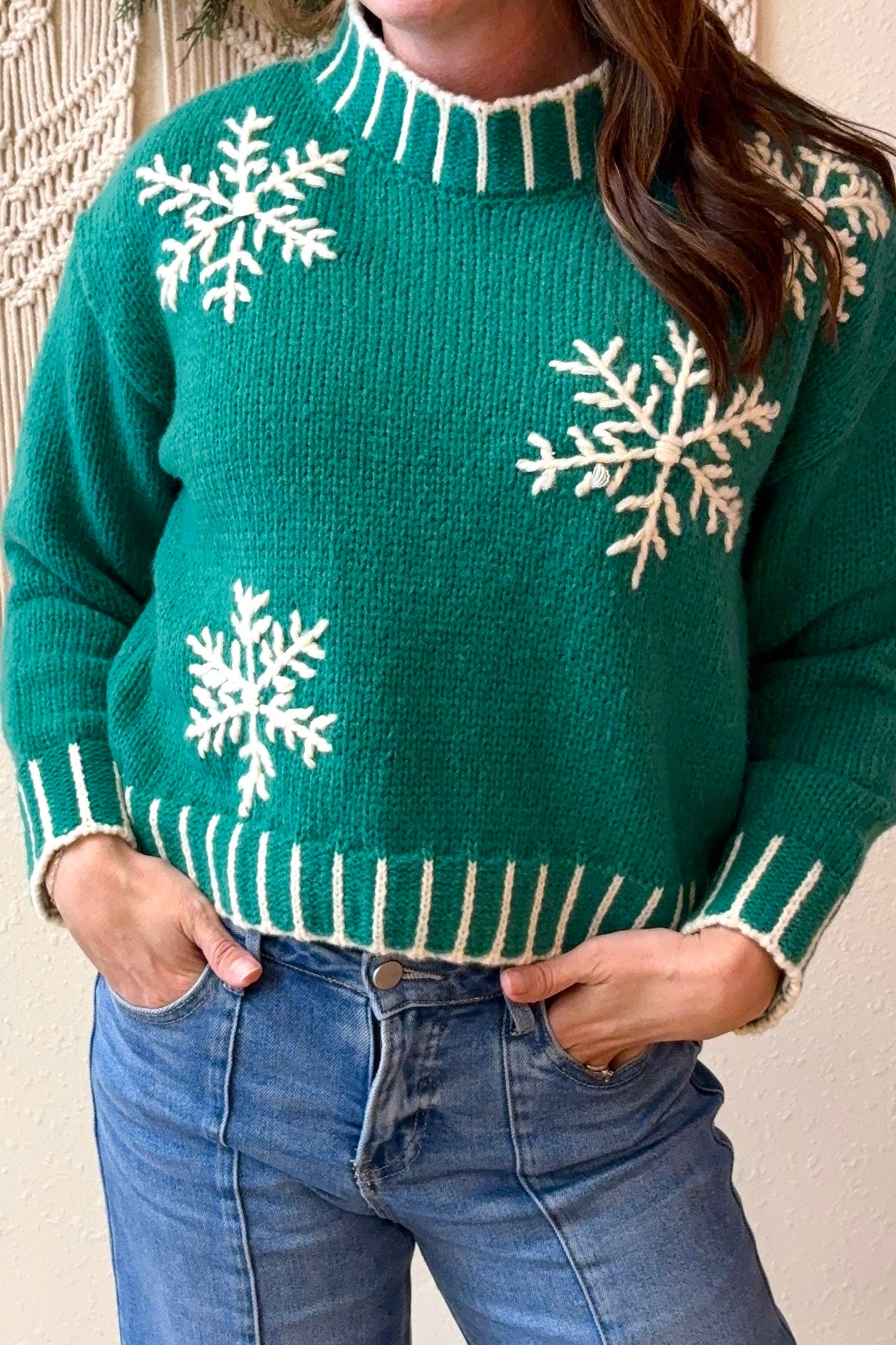 Joelle Snowflake Blanket Stitch Sweater