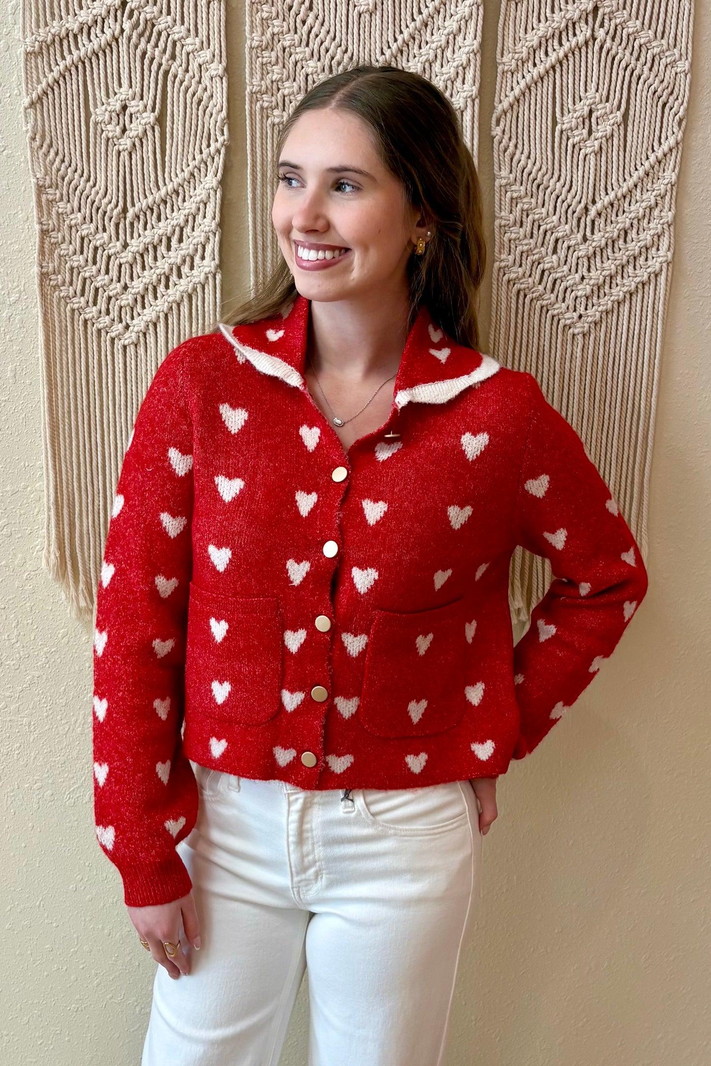 Lila Heart Cardigan Sweater