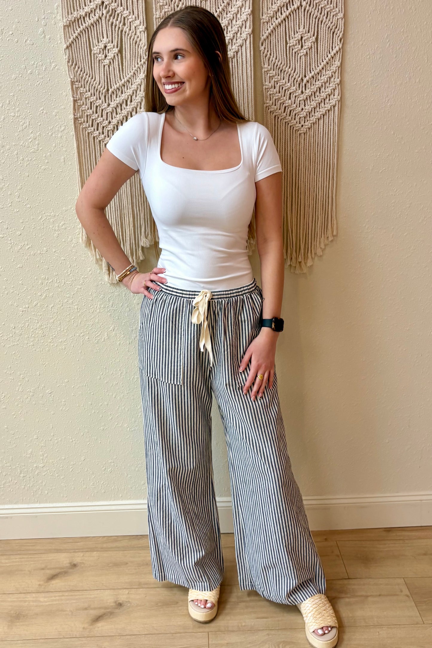 Mari Tie Front Stripe Pants