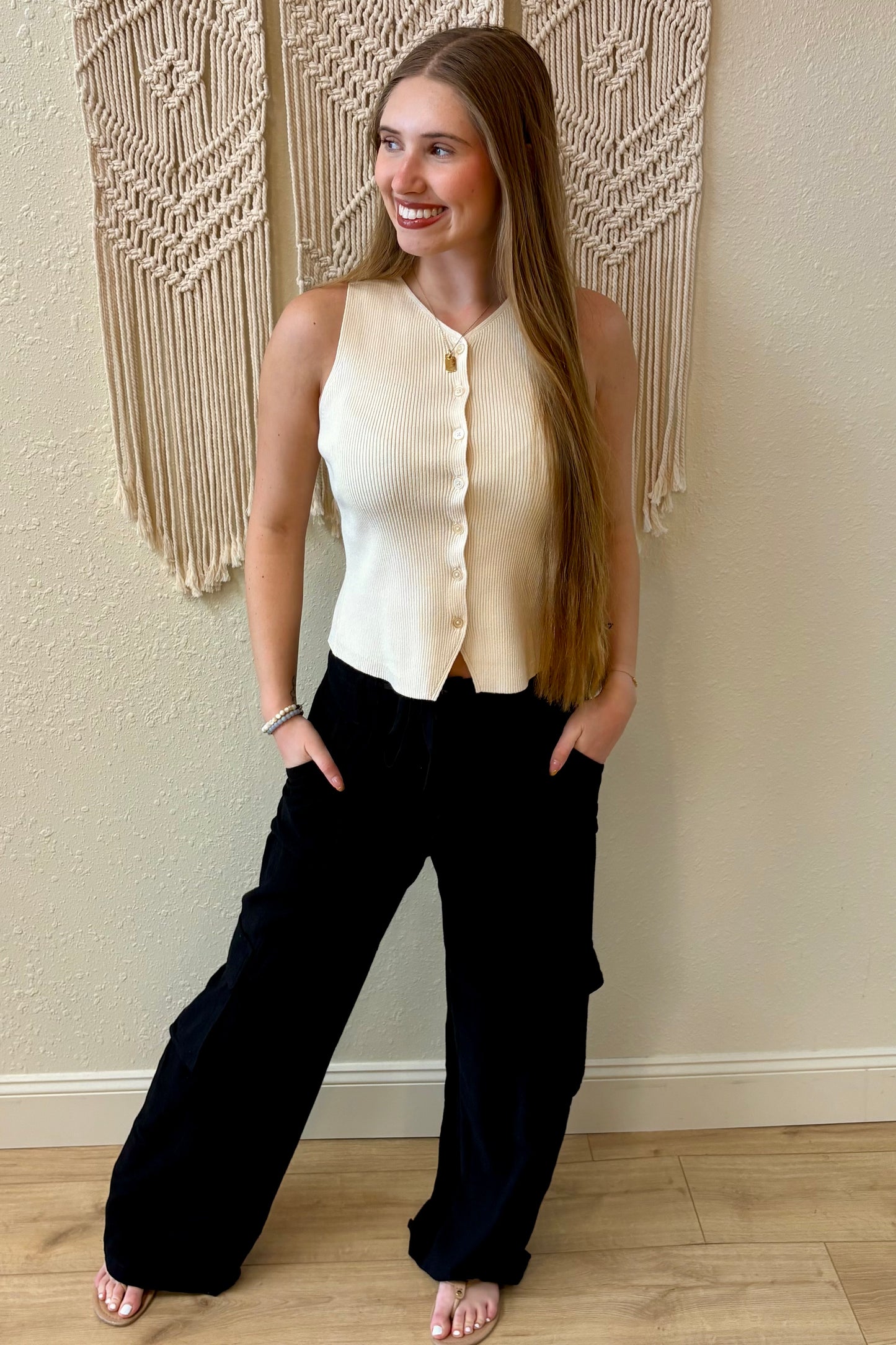 Josie Button Front Knit Sweater Vest