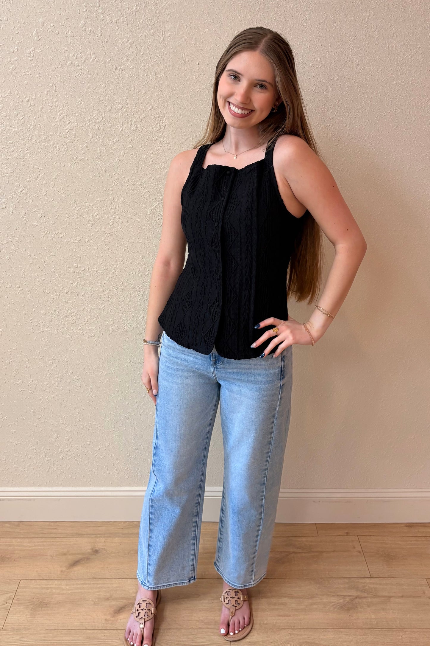 Ellie Textured Button Down Top