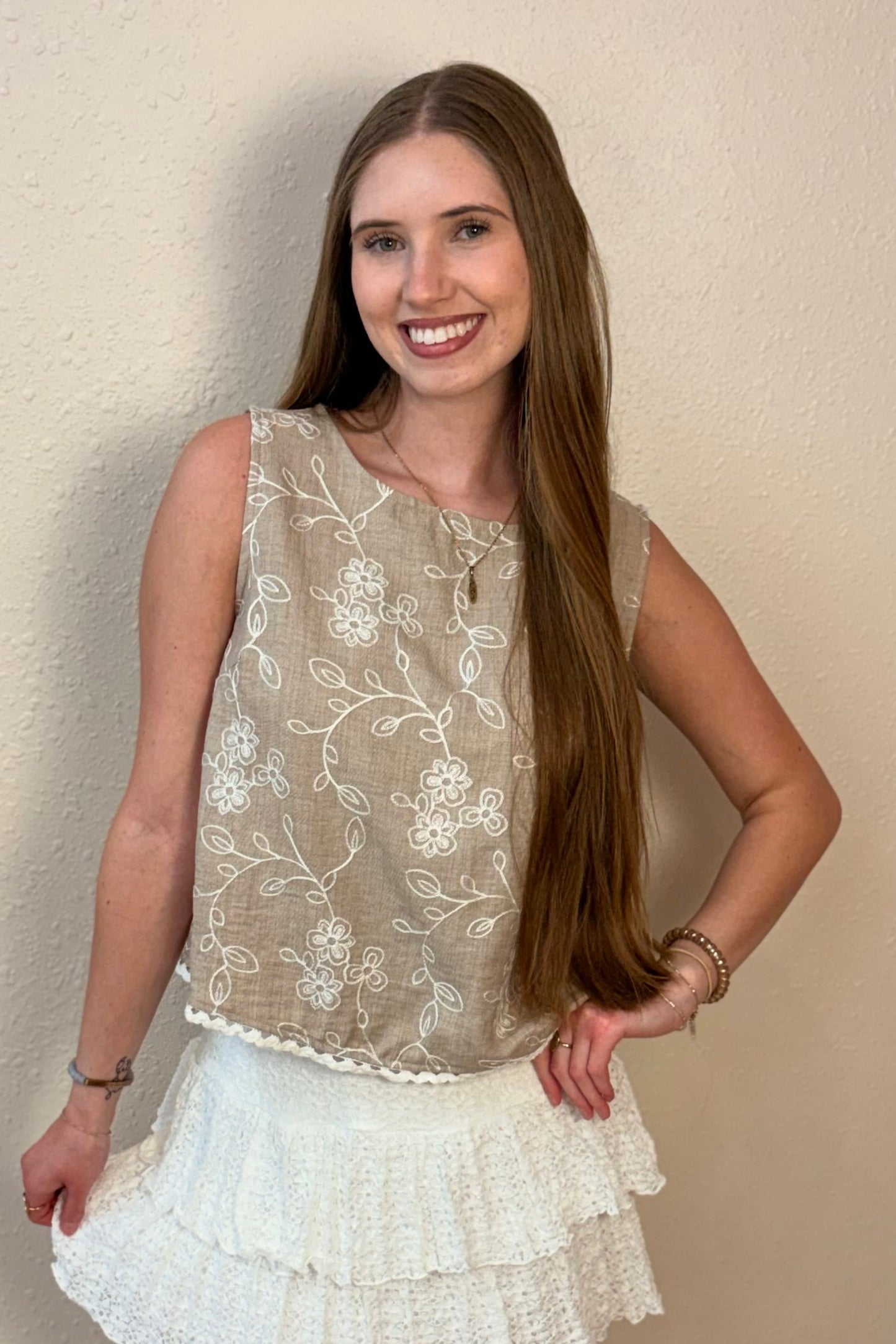 Dawn Embroidered Sleeveless Top