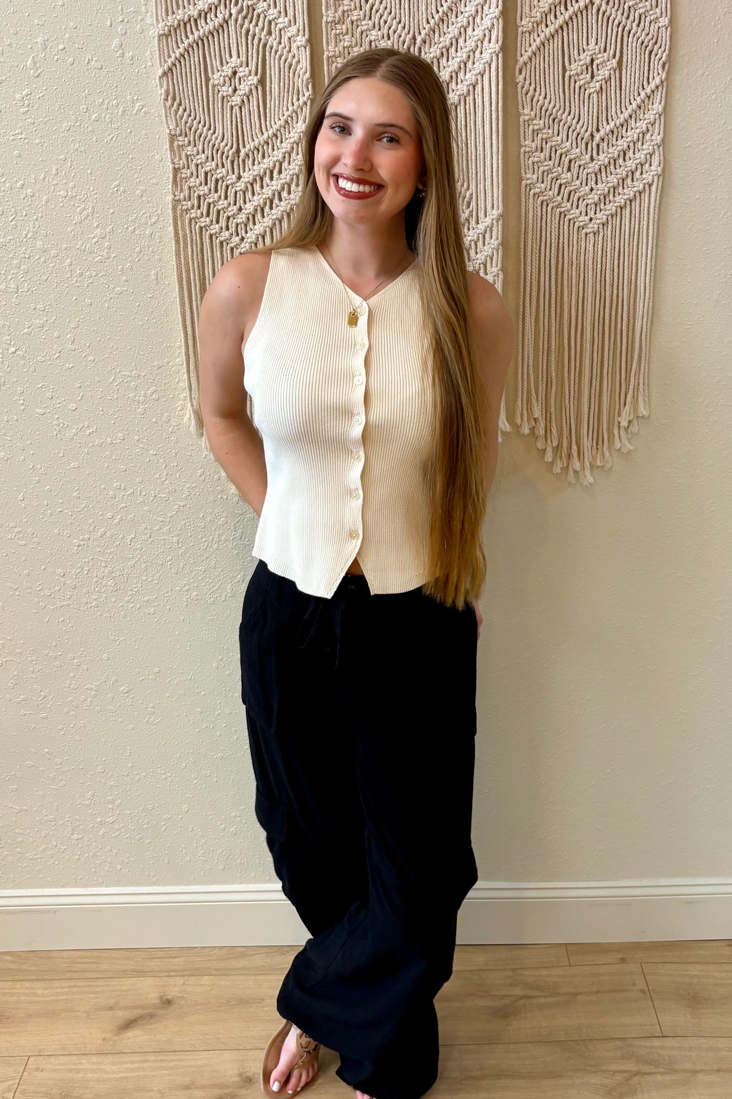 Josie Button Front Knit Sweater Vest