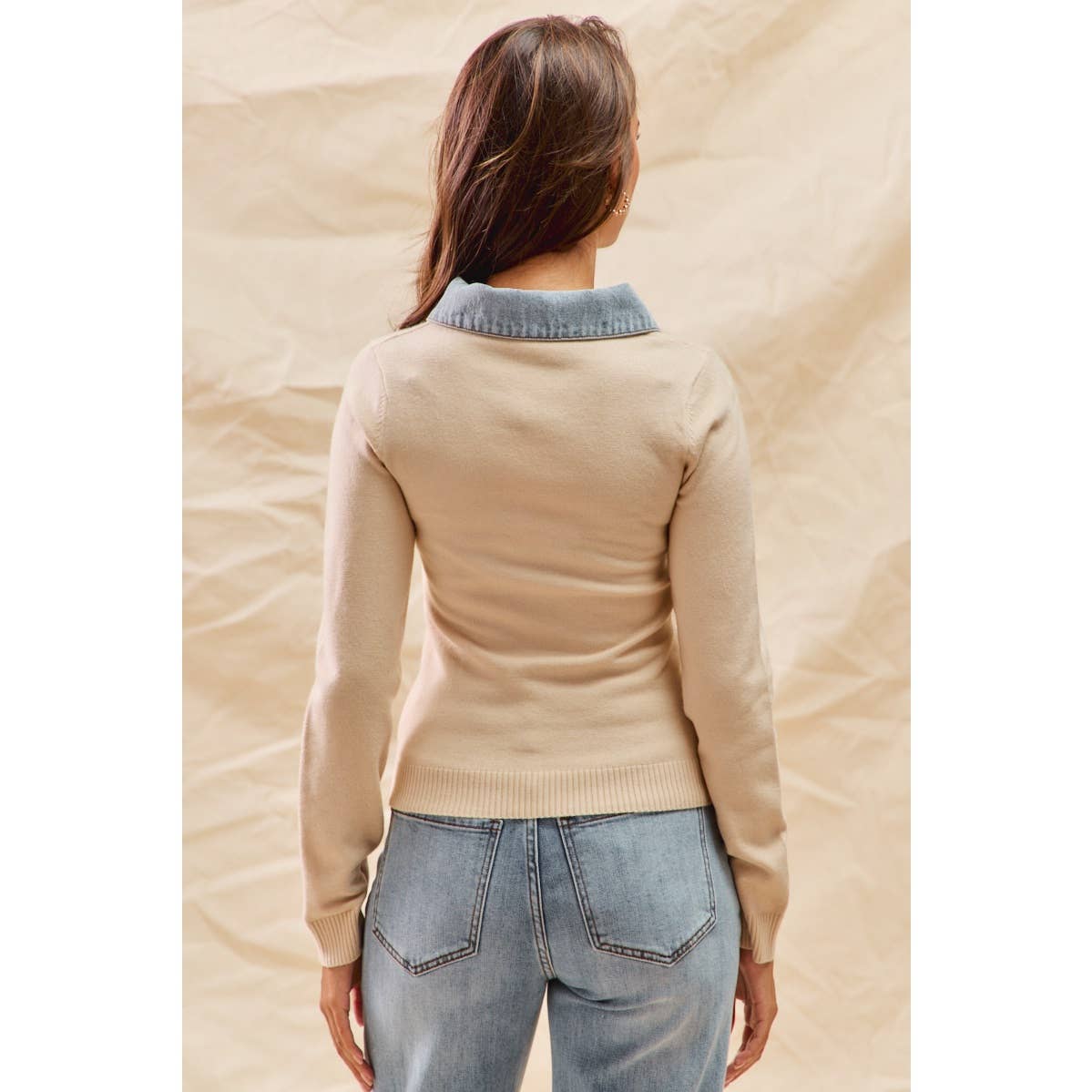 Delaney Denim Collared Sweater