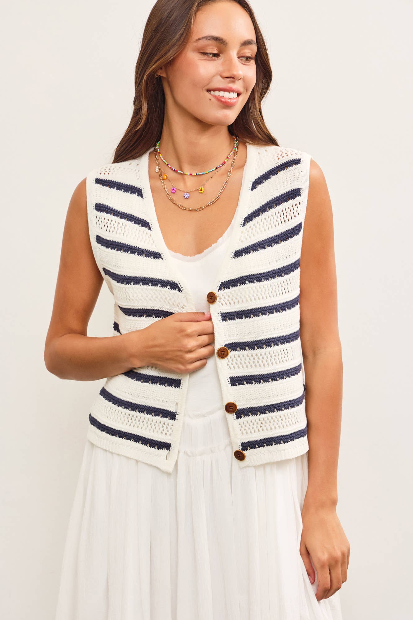 Gabrielle Striped Sweater Vest