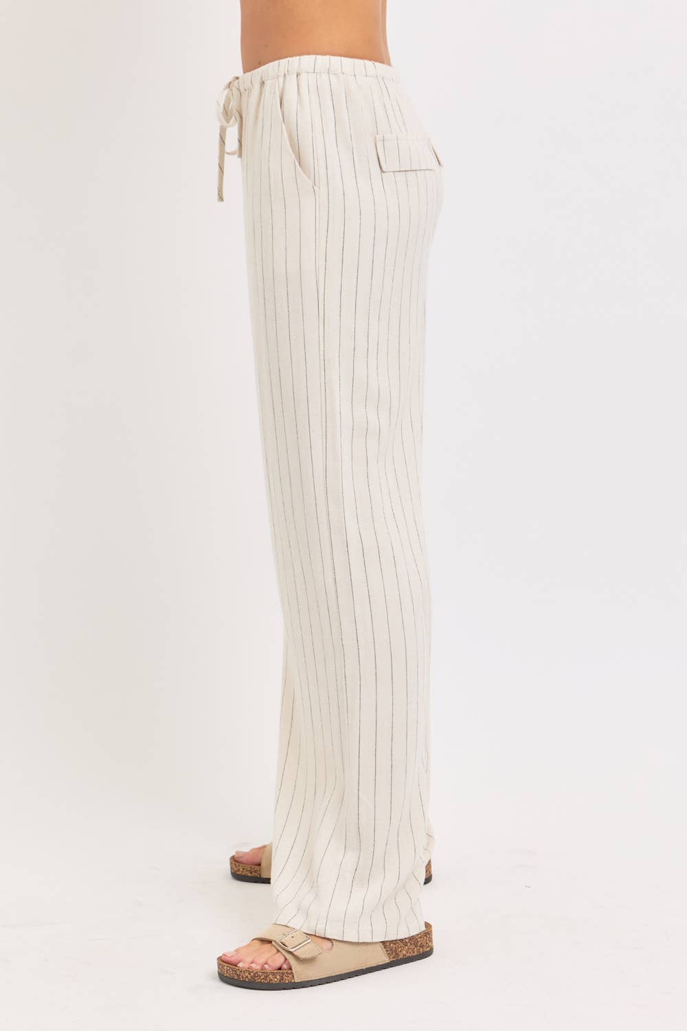 Willa Linen Pinstripe Tie Waist Pants
