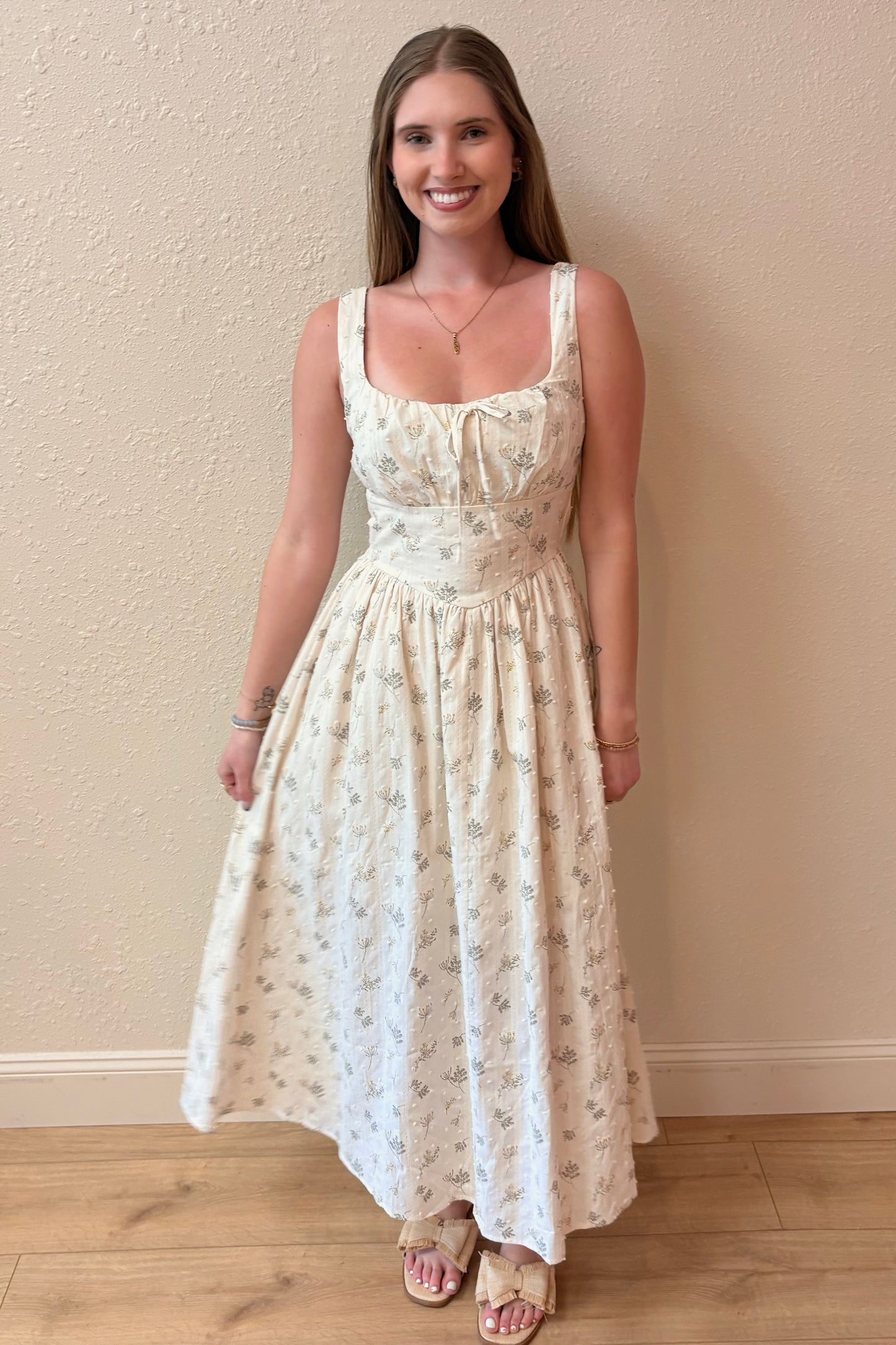 Belle Floral Corset Waist Maxi Dress